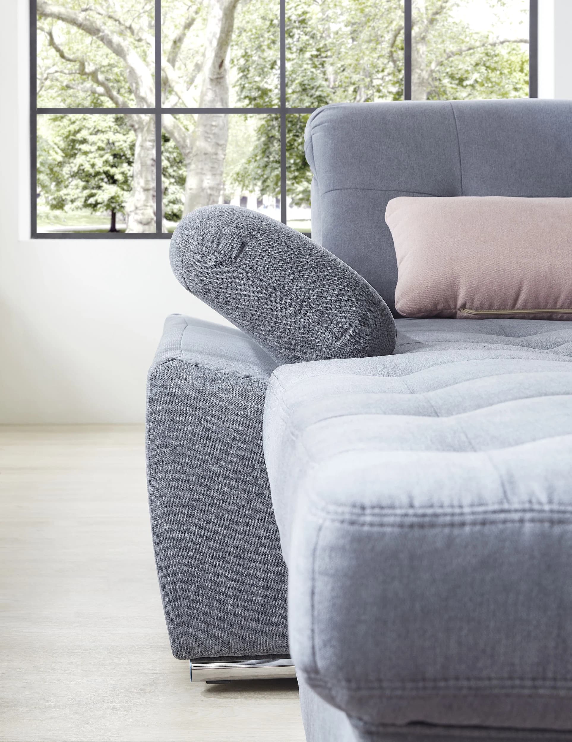 Wohnlandschaft - Longchair links, 3-Sitzer, Ecke rechts inkl. Schlaffunktion, Bettkasten, 