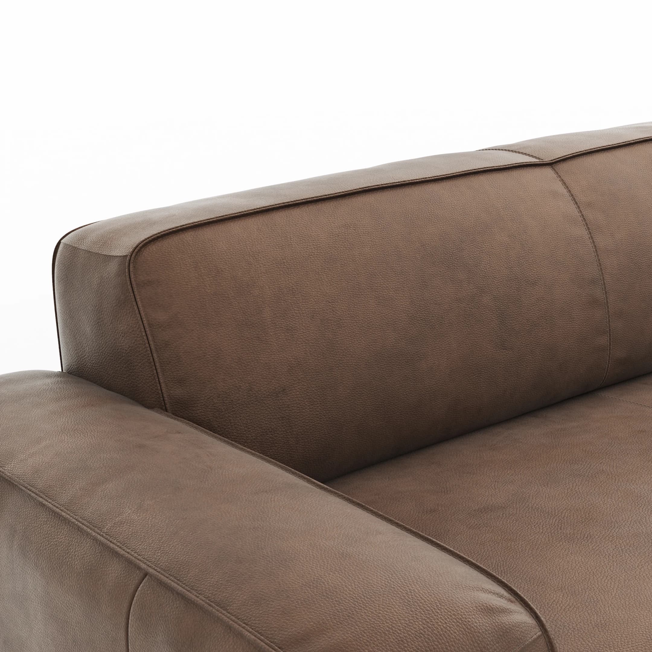 Ecksofa Denver - 2,5-Sitzer mit Longchair rechts, Leder, Braun