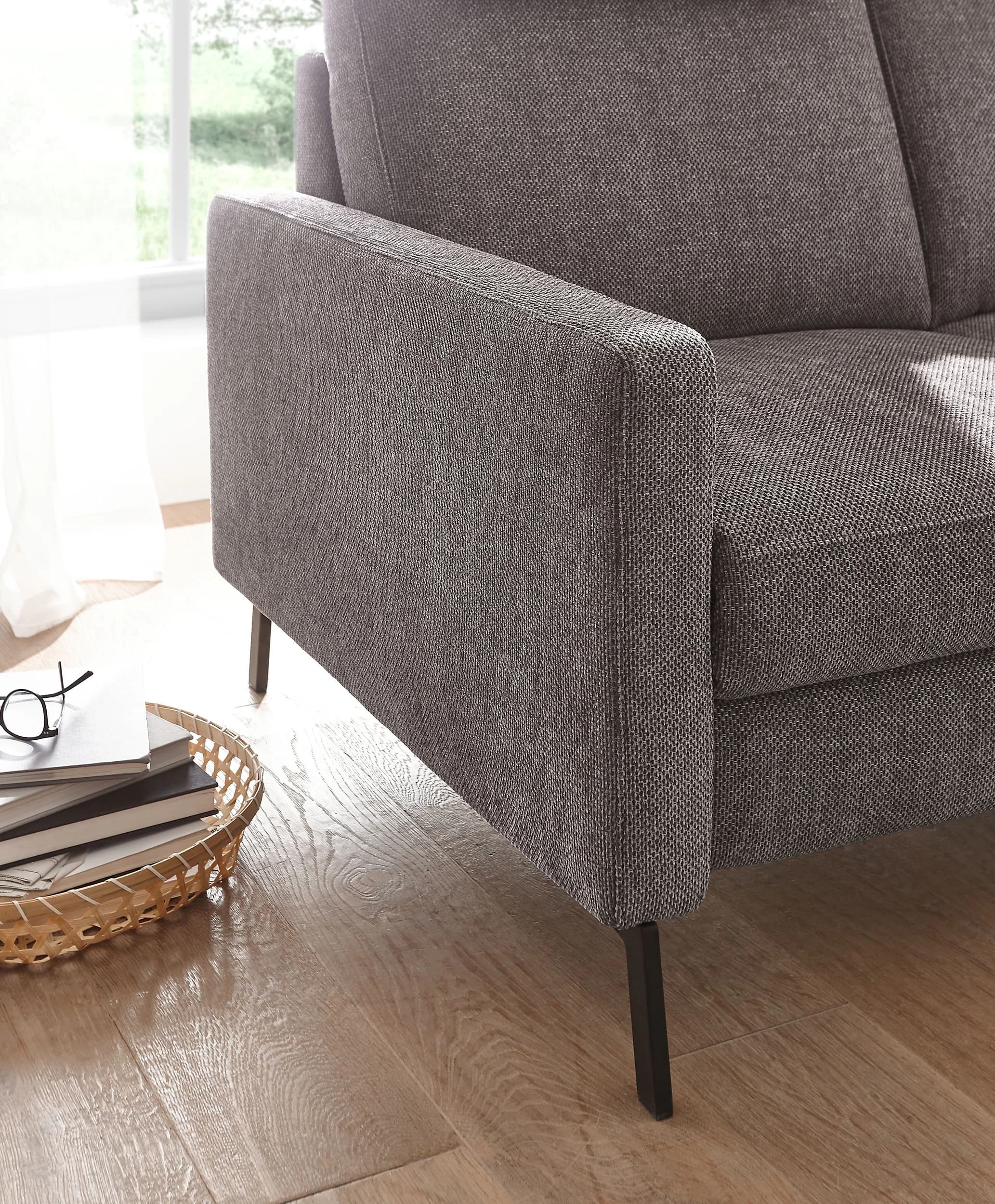 Sofa - 2-Sitzer, Relaxfunktion motorisch, Stoff, Braun