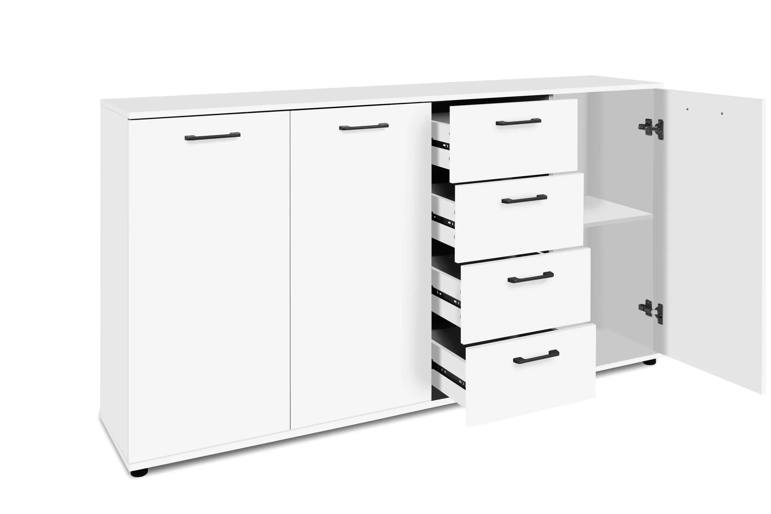 Sideboard- B ca. 160 cm, Weiß, Hochglanz