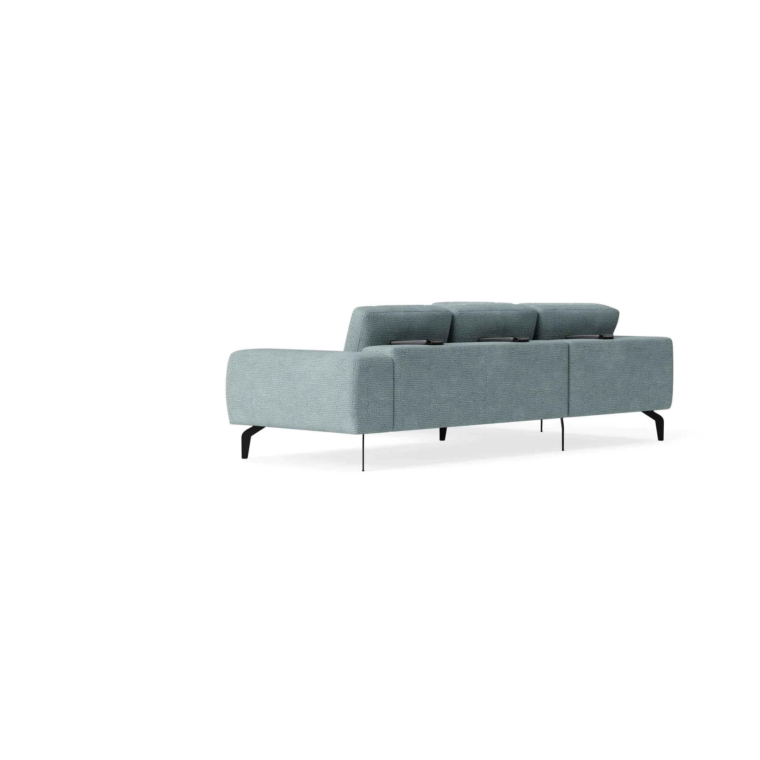Ecksofa Benissa - Ecke und Abschlussteil mit 2,5-Sitzer rechts inkl. Rückenlehne verstellbar, Stoff, Hellblau