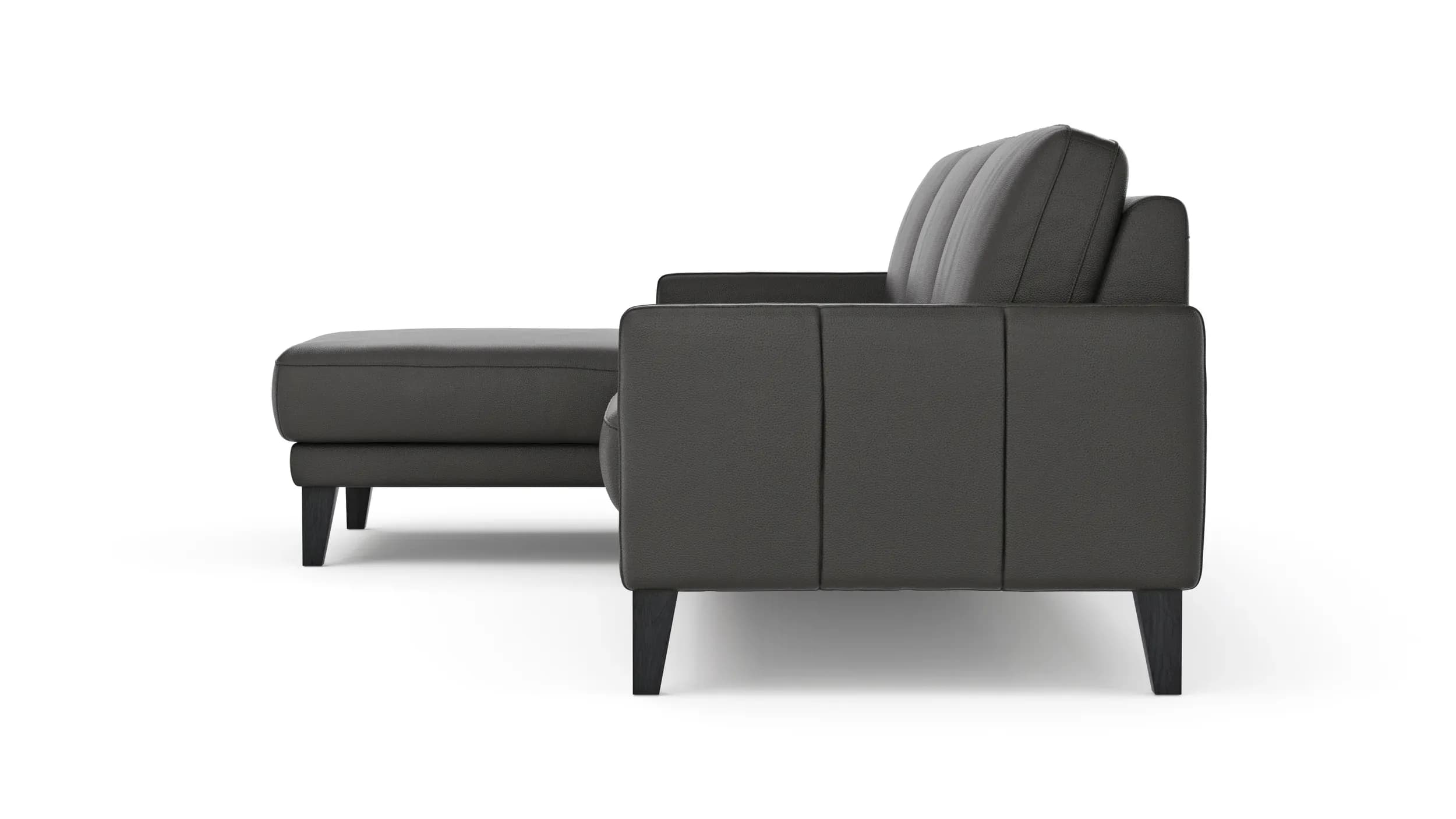 Ecksofa Matero - Longchair mit 2,5-Sitzer rechts, Leder, Anthrazit