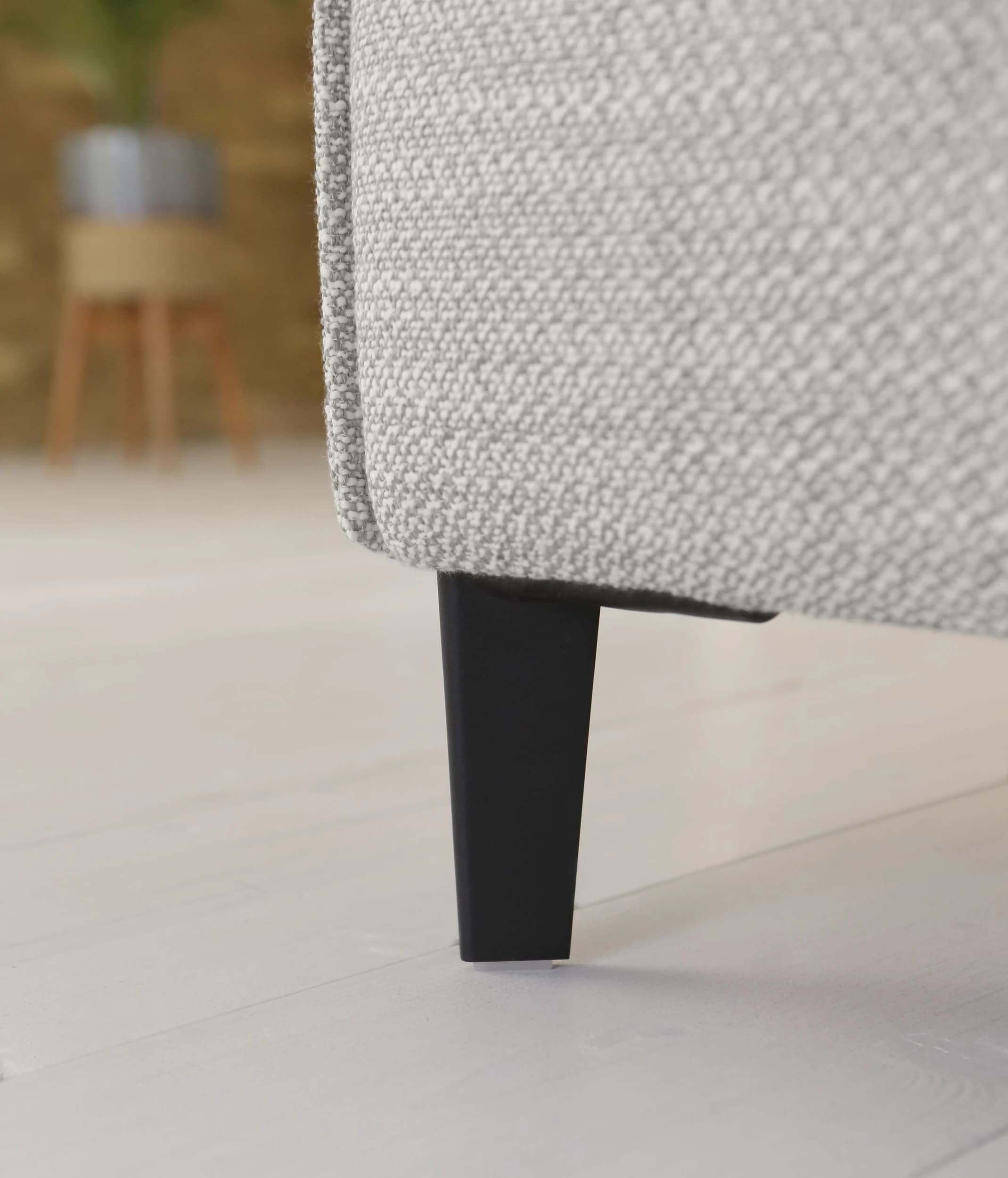 Ecksofa - 2-Sitzer mit Ecke rechts, Sitztiefe verstellbar, Stoff, Hellgrau