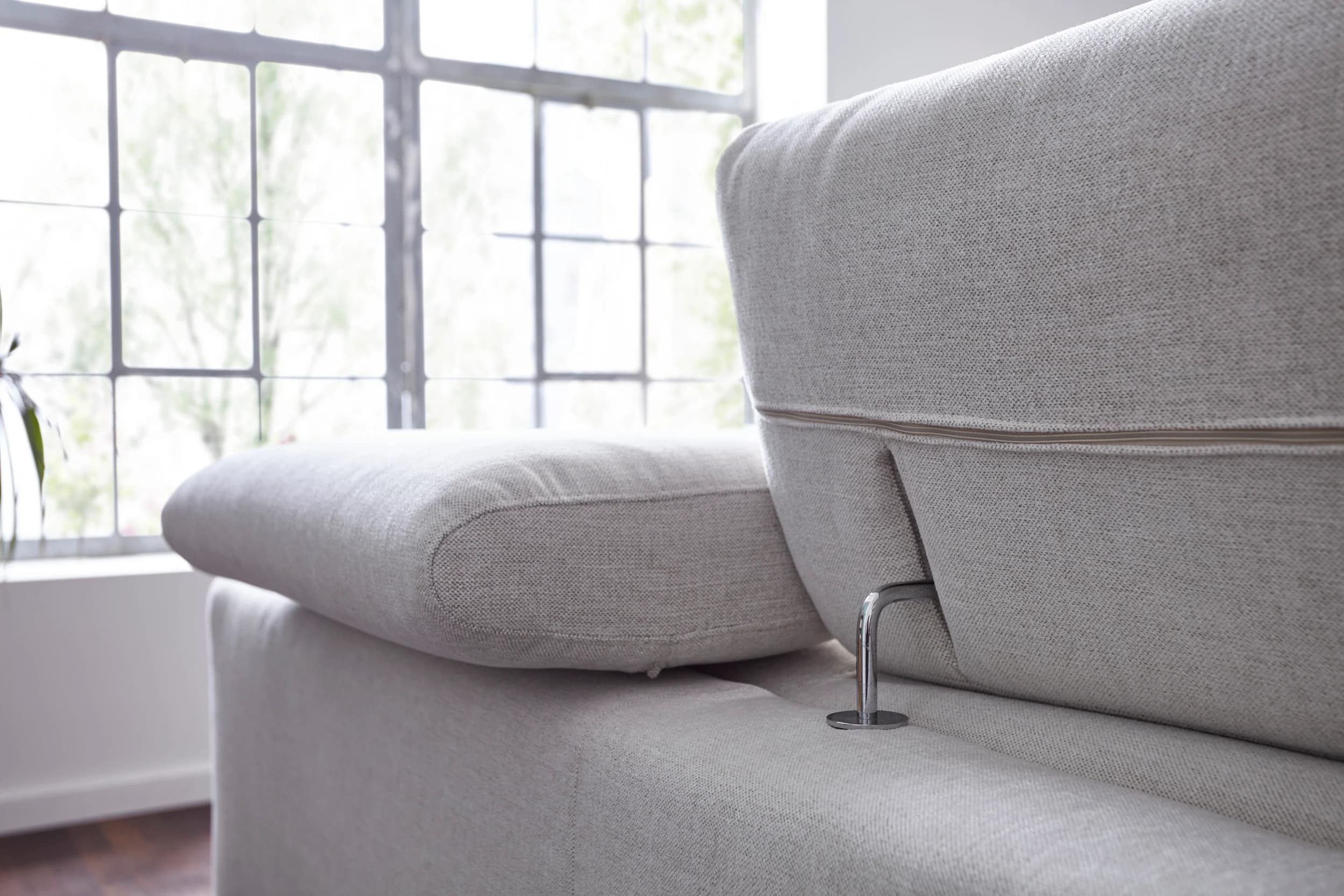 Ecksofa Felipa - Ecke links mit 2,5-Sitzer inkl. Kopfteil verstellbar, Stoff, Natur