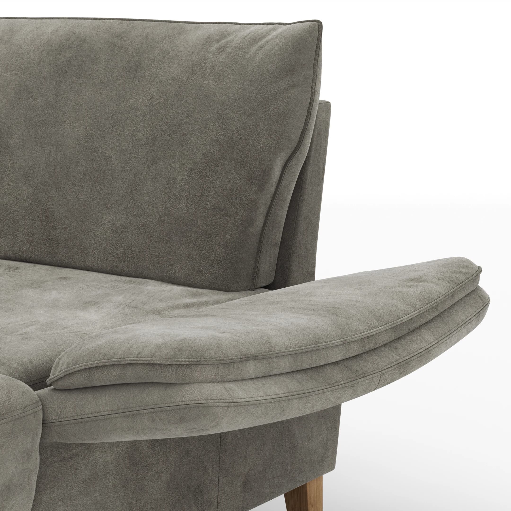 Sofa Stamford - inkl. Armlehne verstellbar und Kopfstütze, Ecksofa 2-sitzig und Abschlusshocker links mit 3,5-Sitzer, Bogen rechts, Stoff, Anthrazit