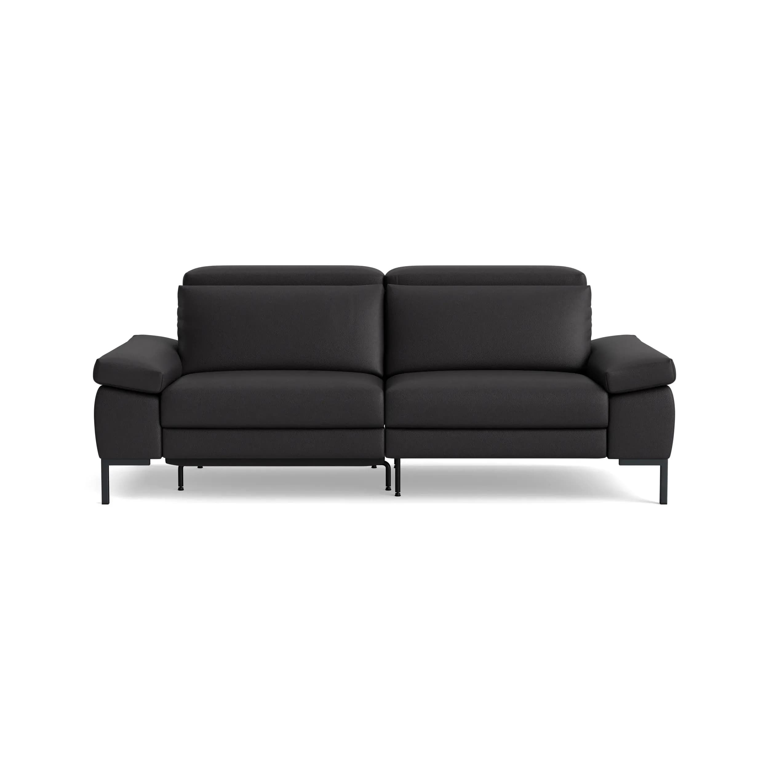Sofa Braska - 3-Sitzer, inkl. Relaxfunktion (motorisch), Kopfstütze/Armlehne verstellbar, Leder, Anthrazit