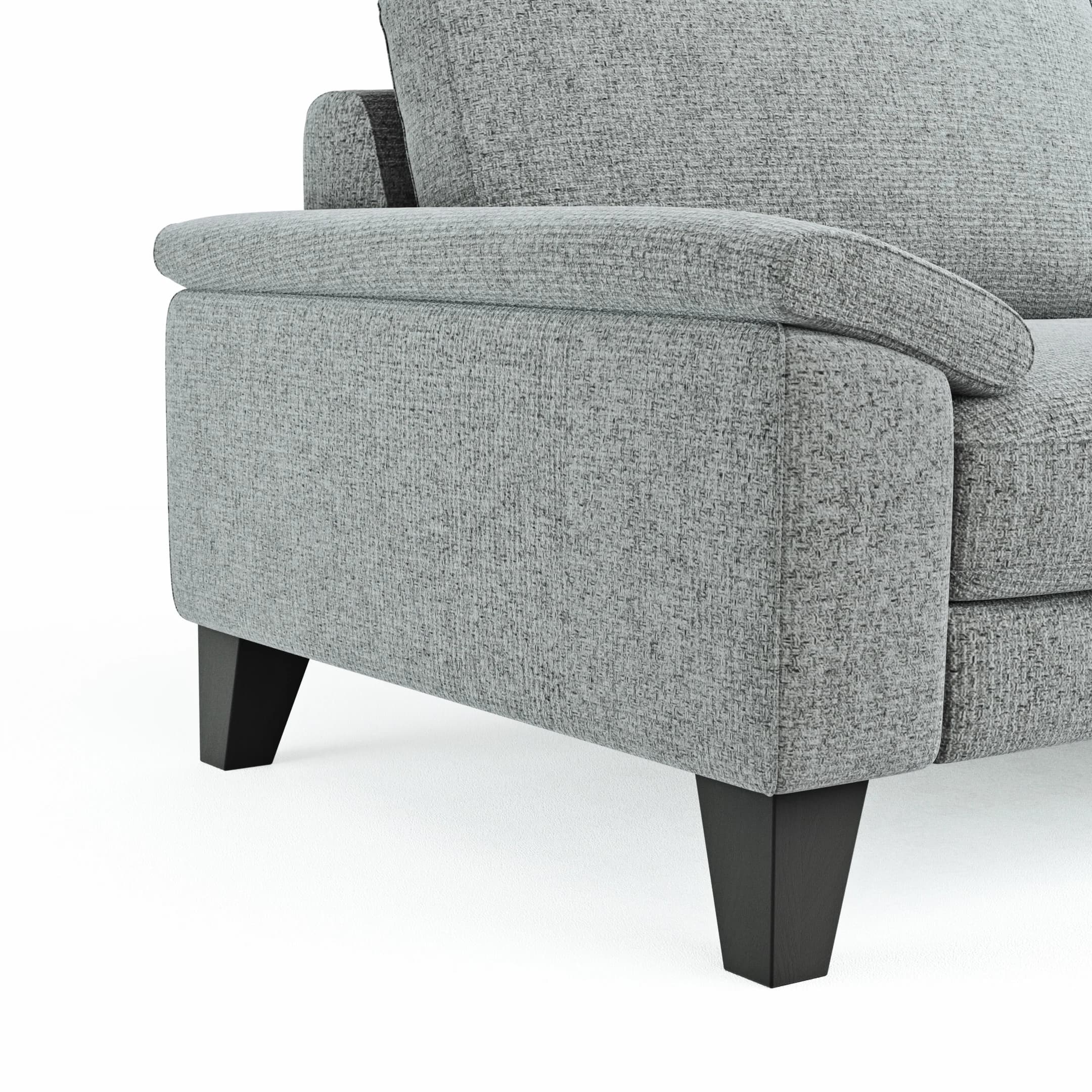 Ecksofa Oviedo - 2,5-Sitzer mit Ecke rechts, Stoff, Hellgrau