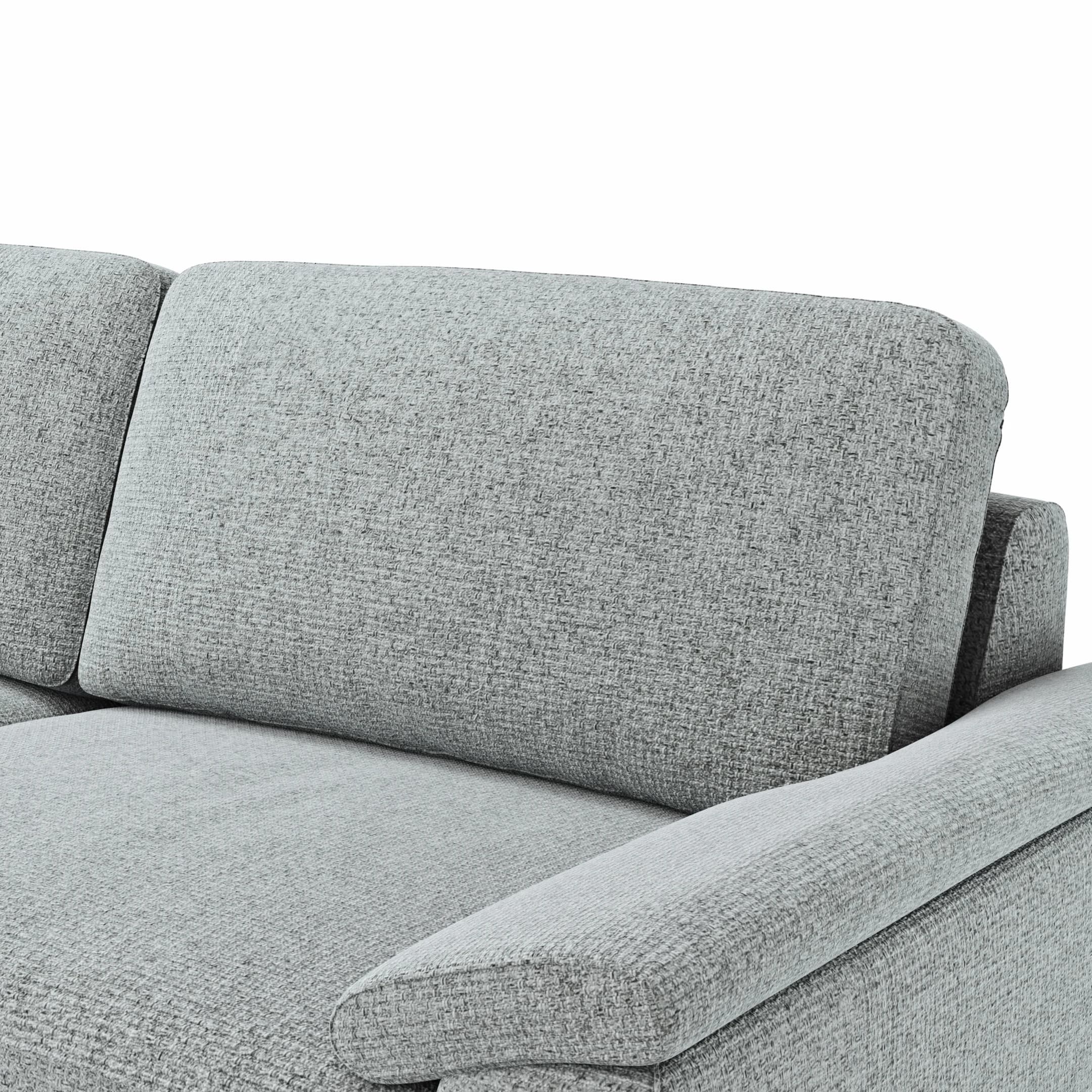 Ecksofa Oviedo - Ecke links mit 2,5-Sitzer inkl. Drehsitz, Stoff, Hellgrau