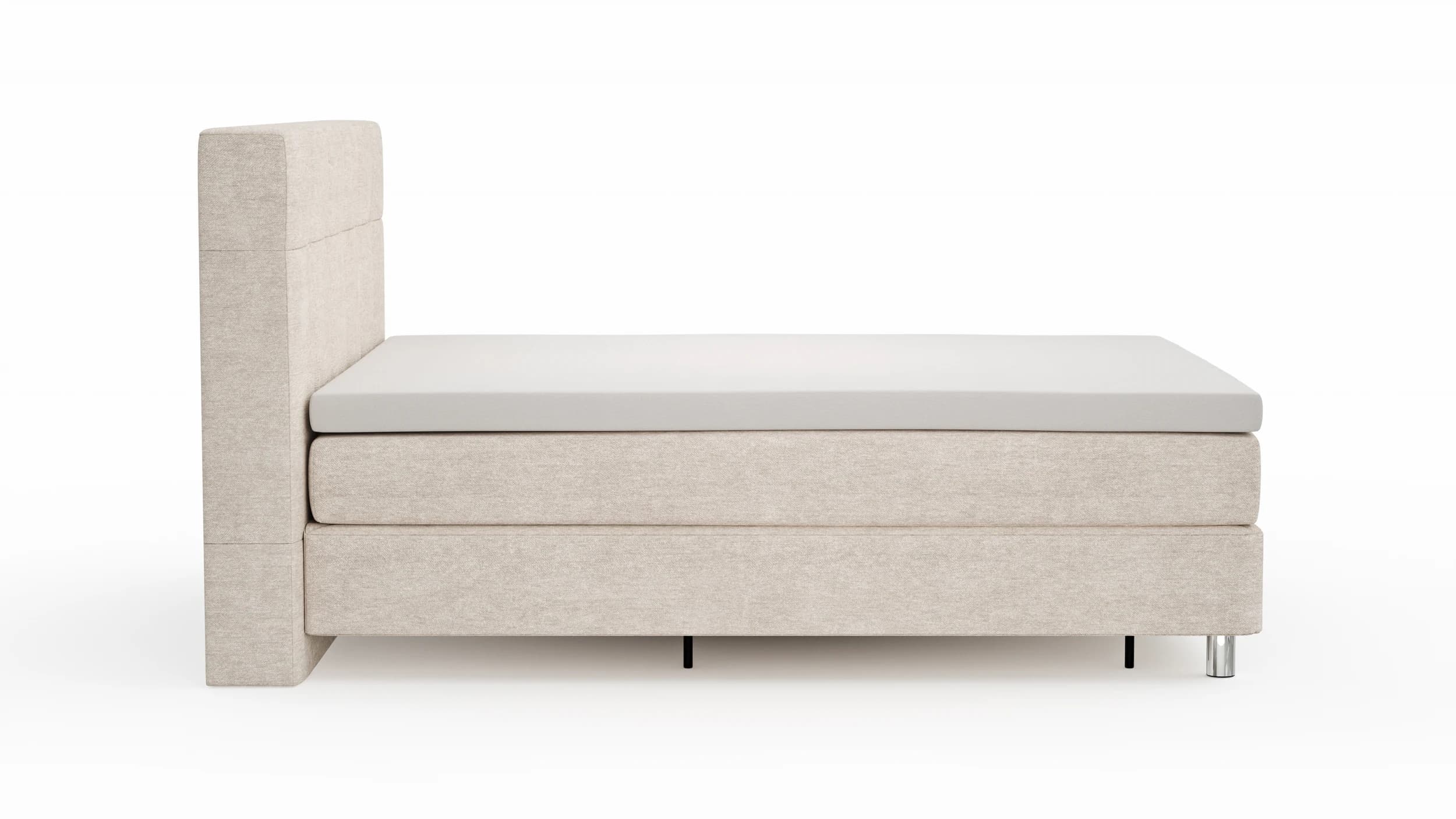 Boxspringbett Alpin - Liegefläche 160x200cm, Stoff, Graubeige