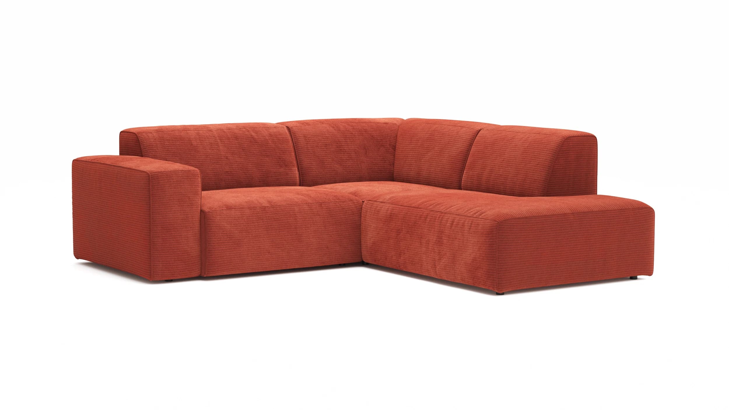 Ecksofa Elementos - 1,5-Sitzer links mit Ecke rechts, Stoff, Campari
