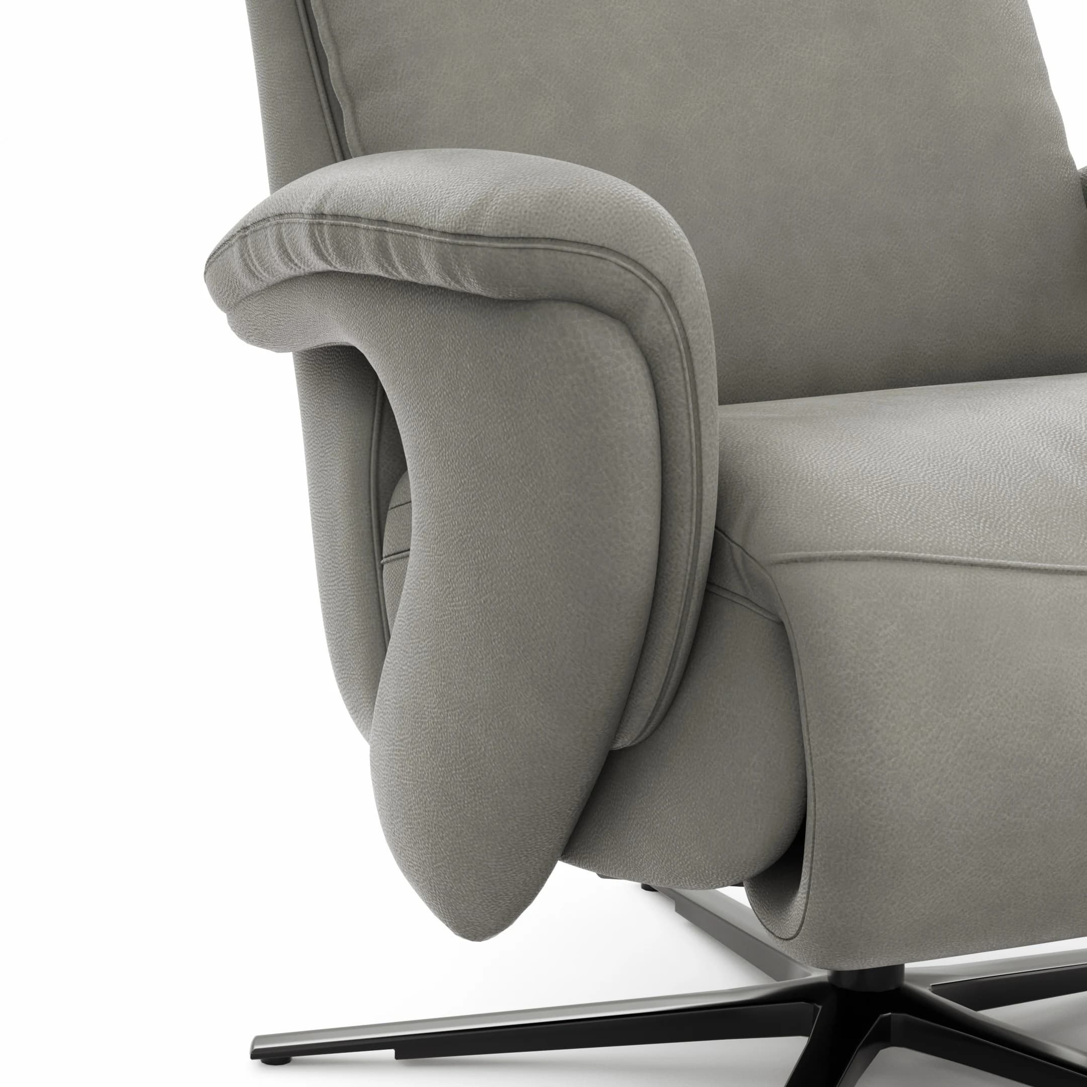 Sessel Tulsa Relax - Größe L, inkl. Kopf-/Fußteil/Rückenlehne verstellbar, Leder, Graubeige