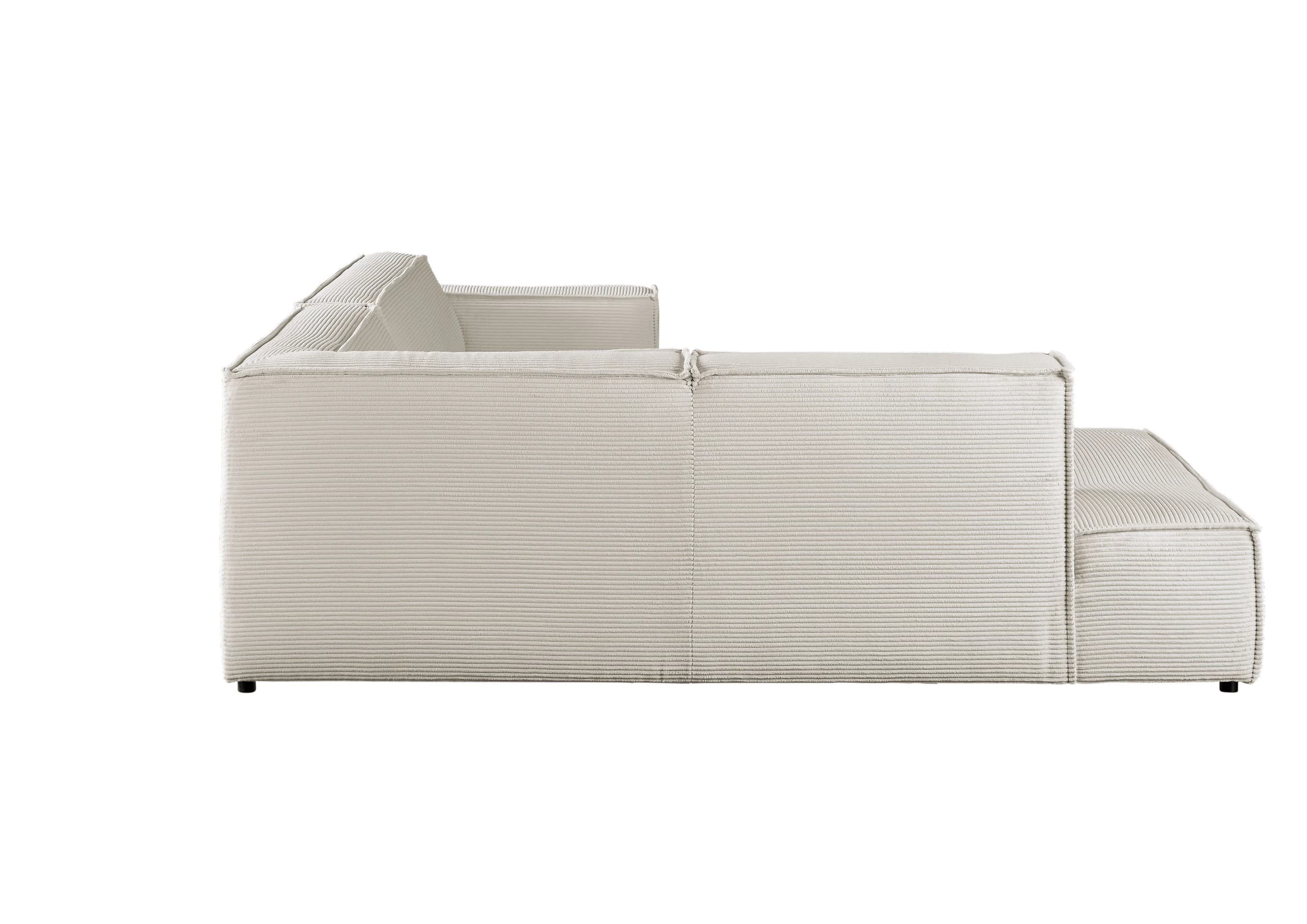 Ecksofa - 1,5-Sitzer mit Ecke rechts, Cord, Weiß
