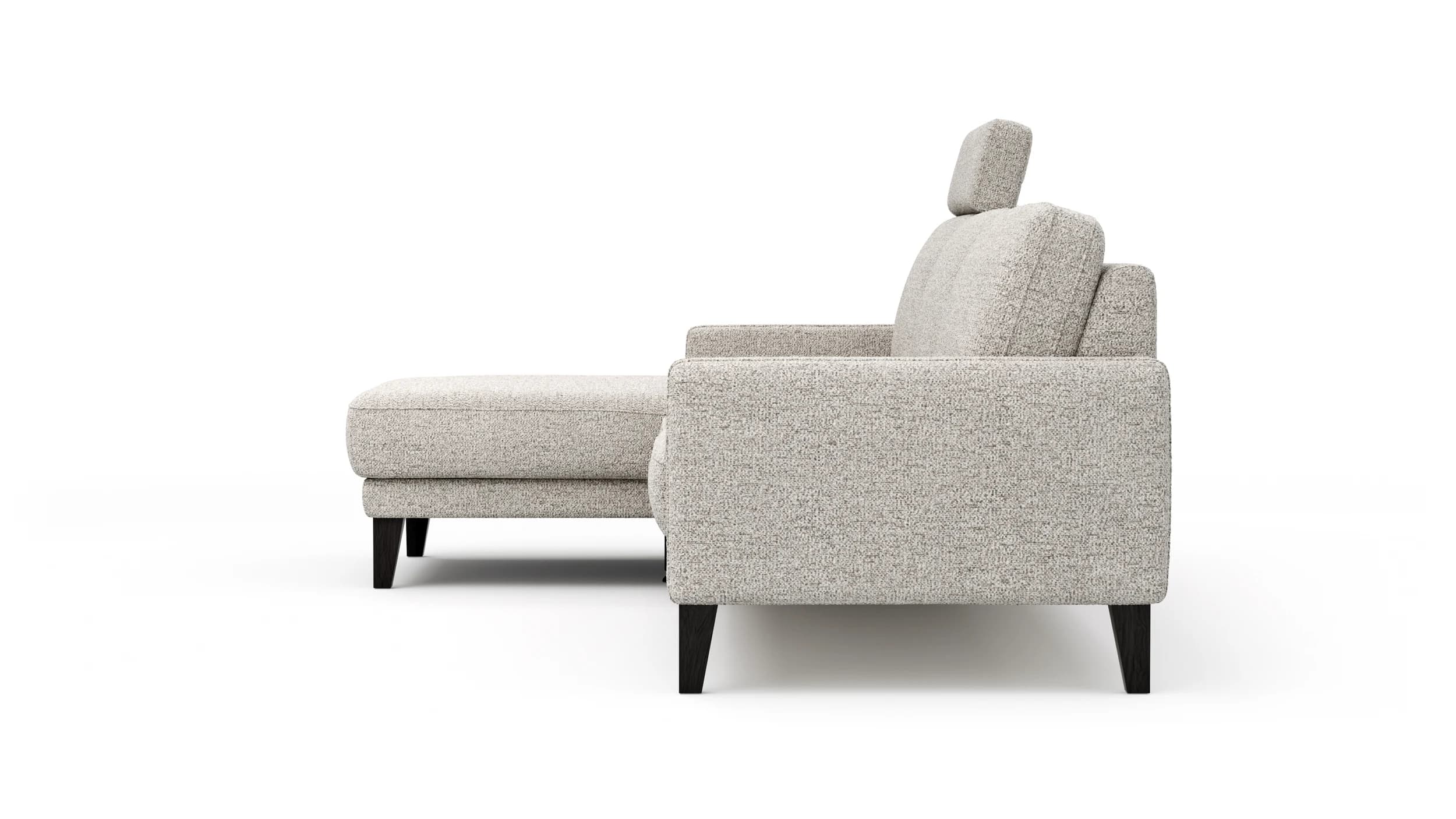Ecksofa Matero - Longchair mit 2,5-Sitzer rechts inkl. Relaxfunktion motorisch, Stoff, Hellgrau