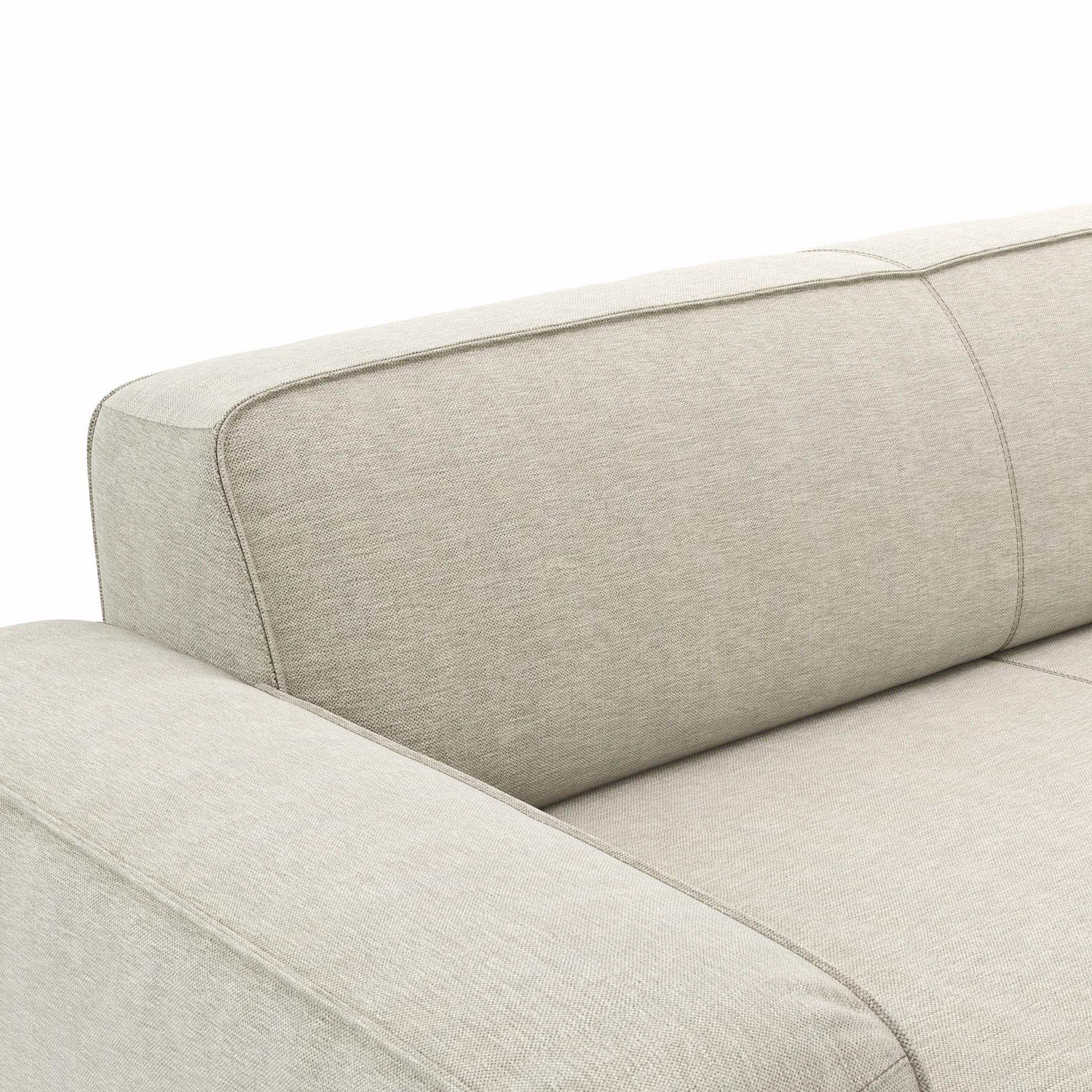 Ecksofa Denver - 2,5-Sitzer mit Longchair rechts, Stoff, Natur