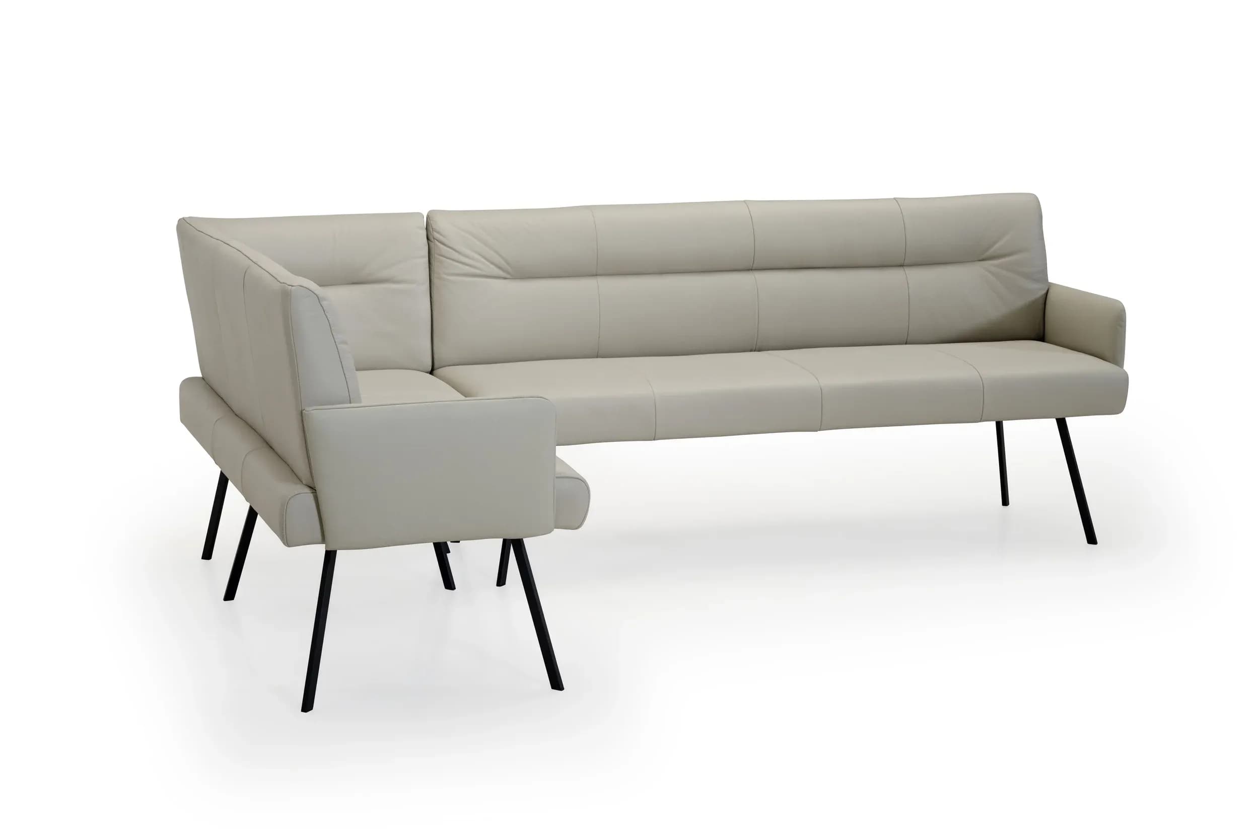 Eckbank - Stellfläche ca. 165x245 cm, Leder, Silbergrau