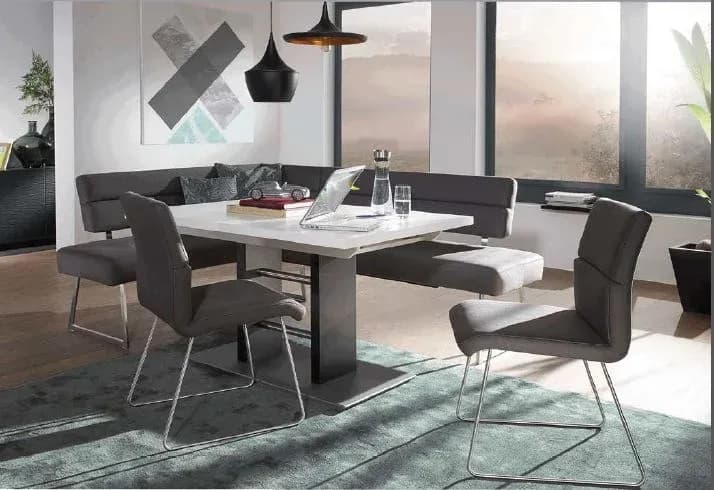Eckbank - BT ca. 169x215 cm, Microfaser, Dunkelgrau