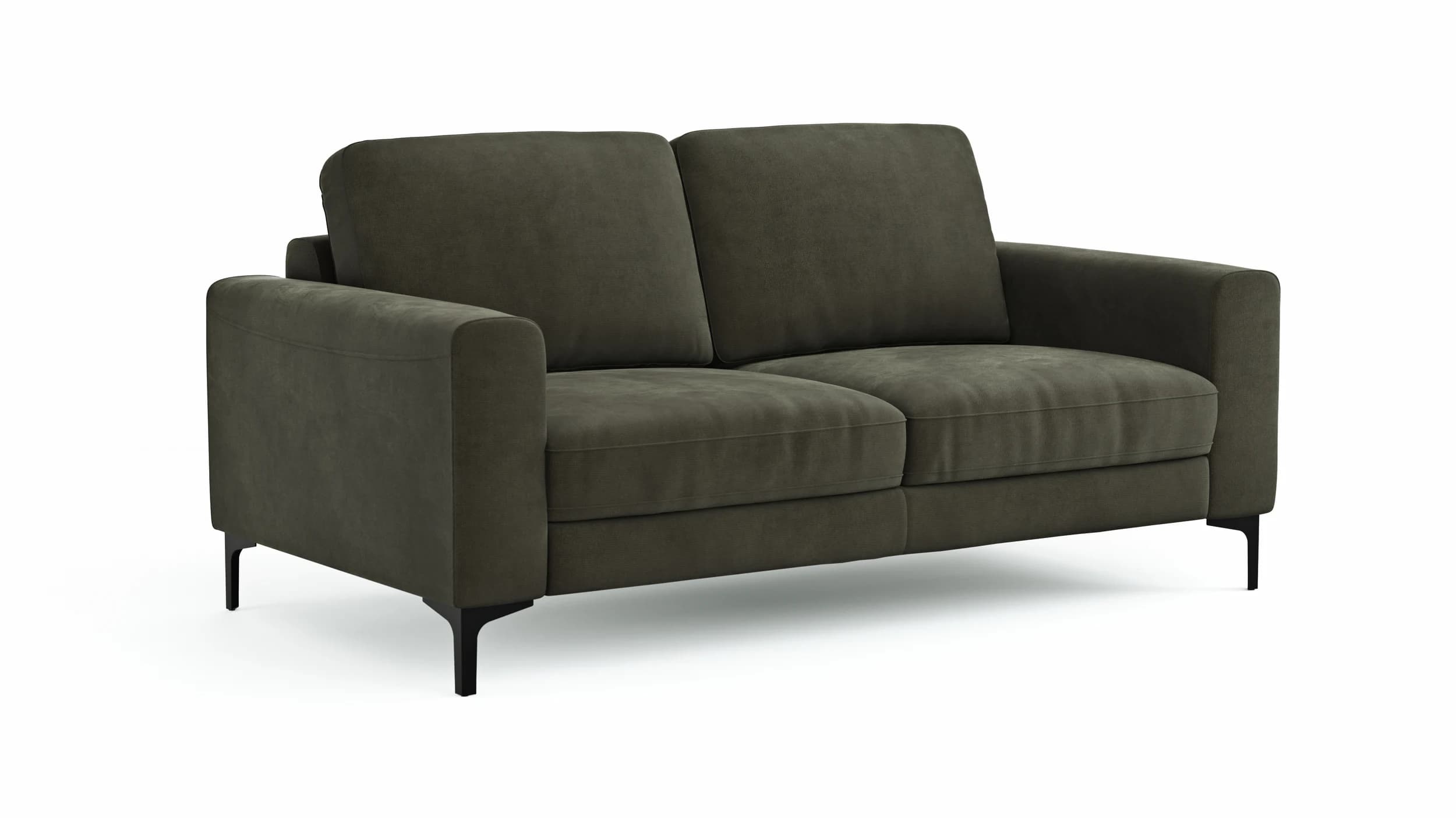 Sofa Oviedo - 2-Sitzer, Stoff, Braungrün