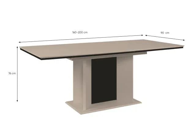 Esstisch - LB ca. 160x90 cm, Sand, Schwarz