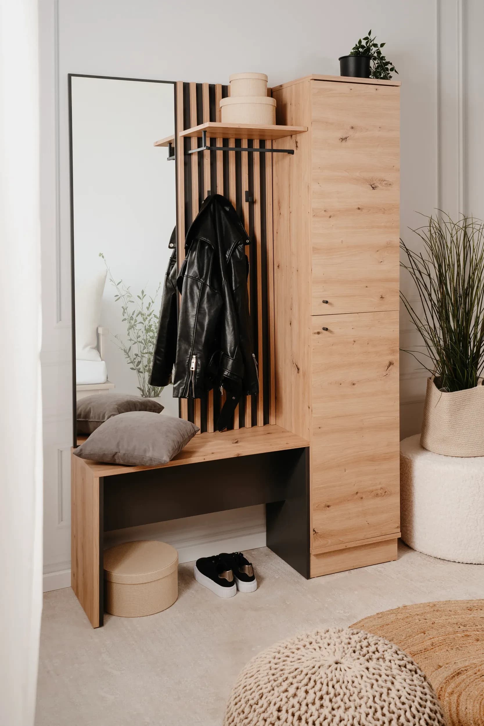 Kompaktgarderobe - Artisan Eiche Nachbildung, Anthrazit