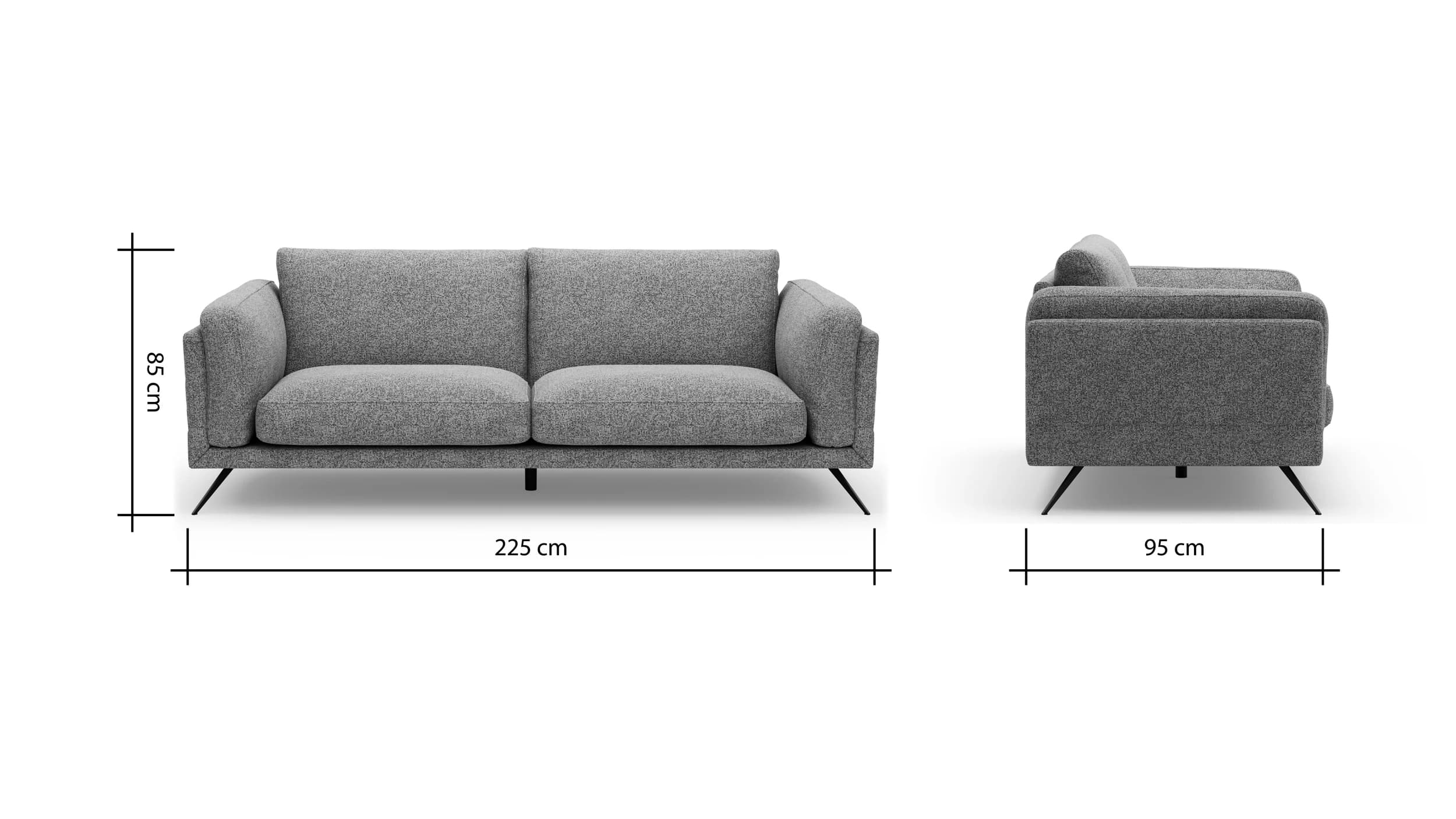 Sofa Valdemoro - 3-Sitzer, Stoff, Grau