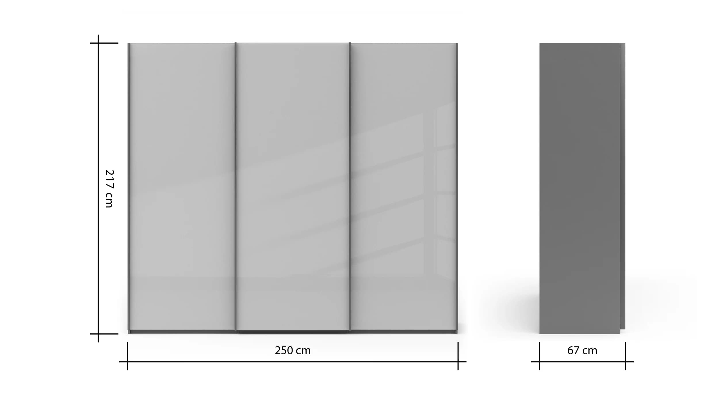 Schwebetürenschrank Marbella - B. ca. 250 cm, Glas, Weiß