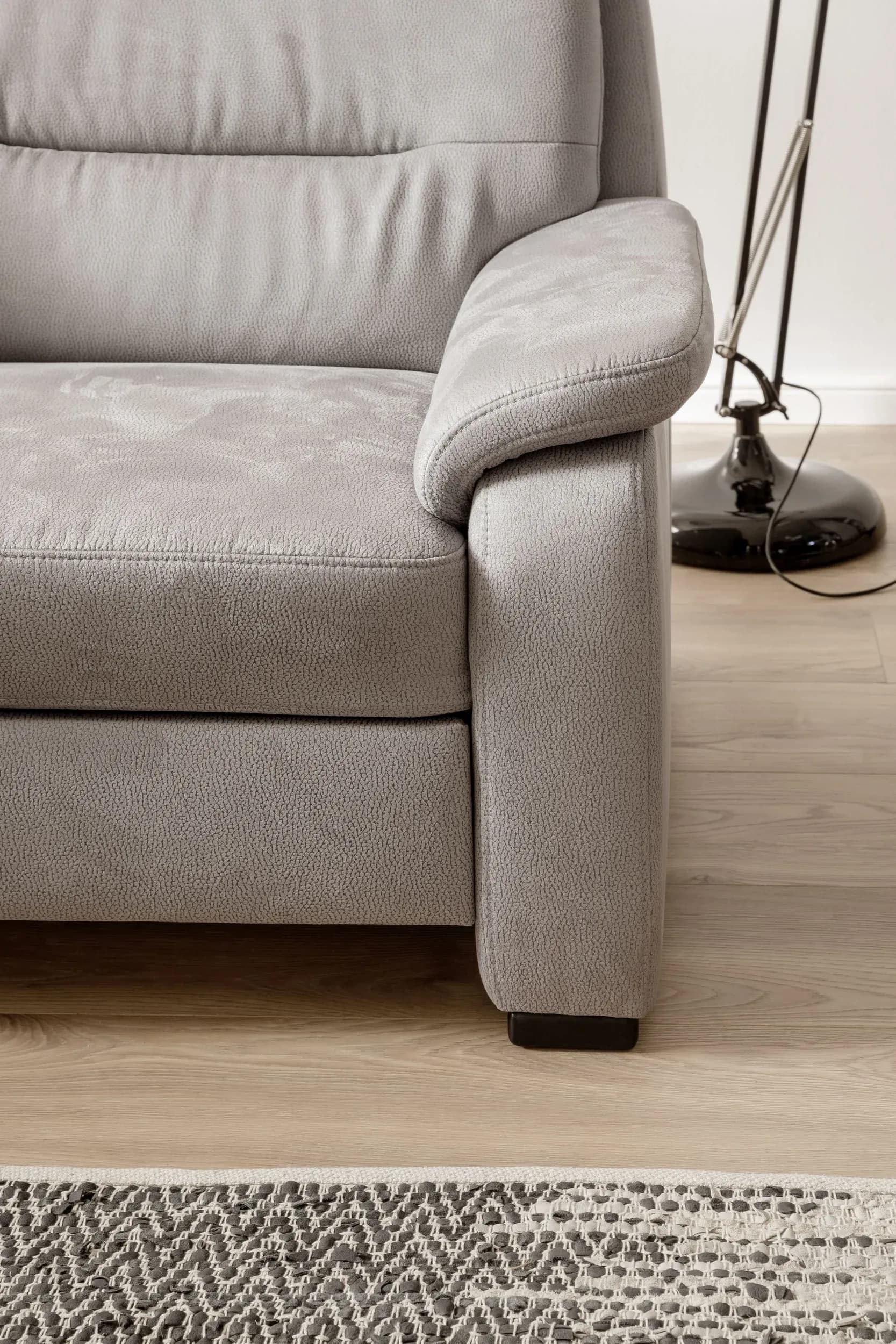 Ecksofa -3-Sitzer mit Ecke rechts, Vorziehfunktion/Relaxrücken, Stoff, Mandel