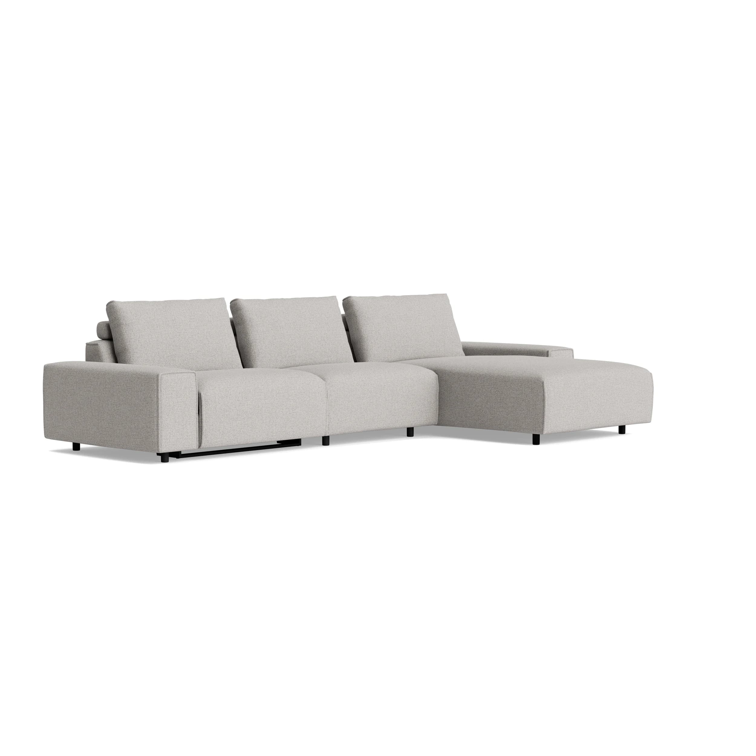 Ecksofa Serava - 2,5-Sitzer mit Longchair rechts, inkl. Relaxfunktion, Stoff, Grau