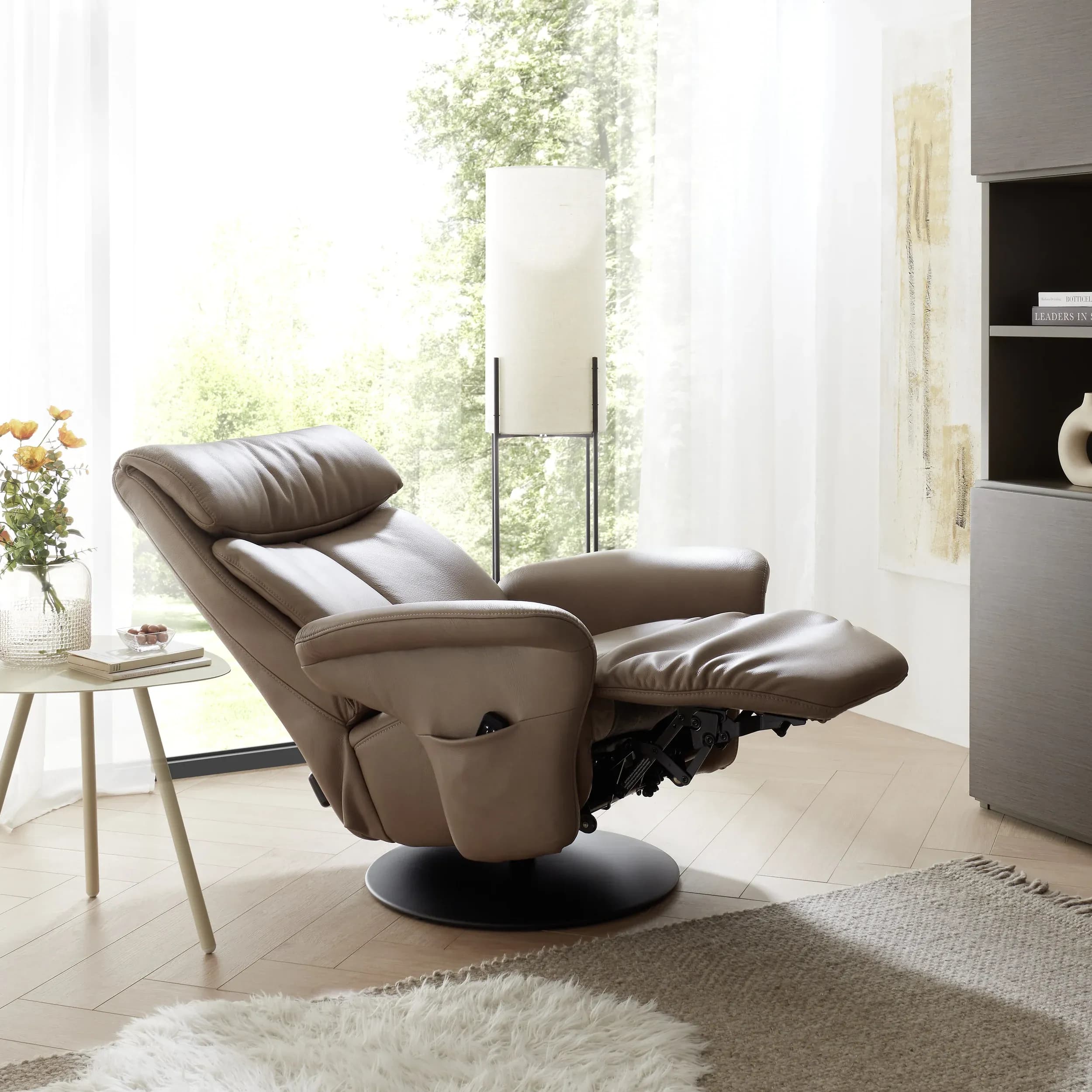 Fernsehsessel EM Gera - Relaxfunktion 1-motorig, Leder, braun