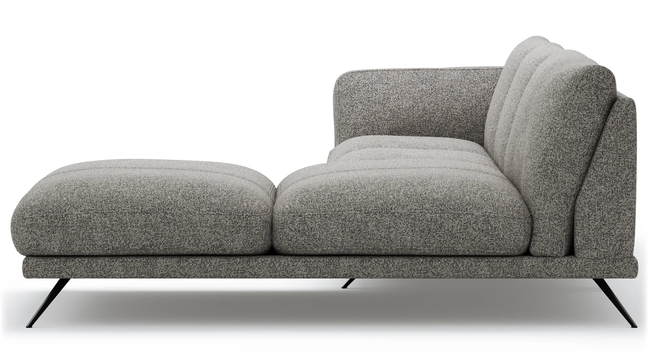 Ecksofa Valdemoro - 2,5-Sitzer mit Longchair rechts inkl. Rückenlehne verstellbar, Stoff, Grau