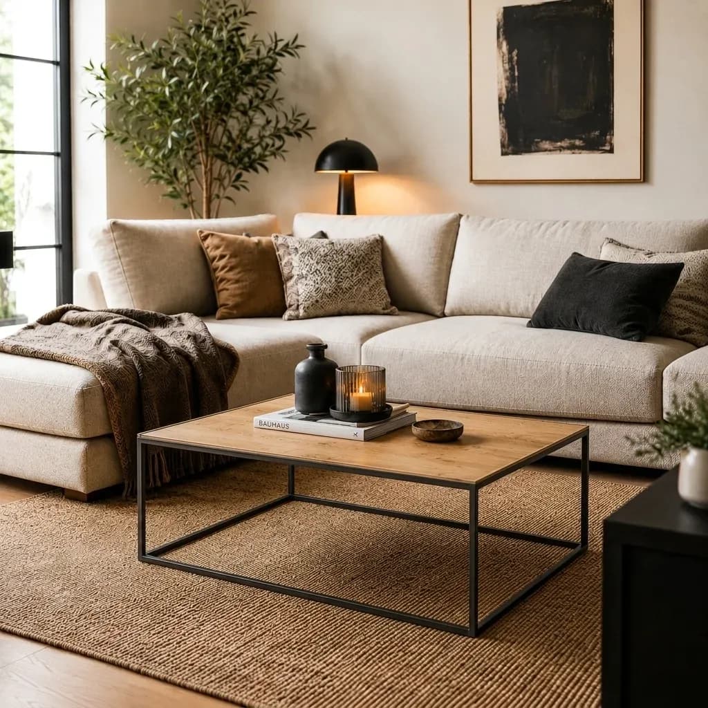 Couchtisch - LB ca. 100x60 cm, Asteiche, Schwarz