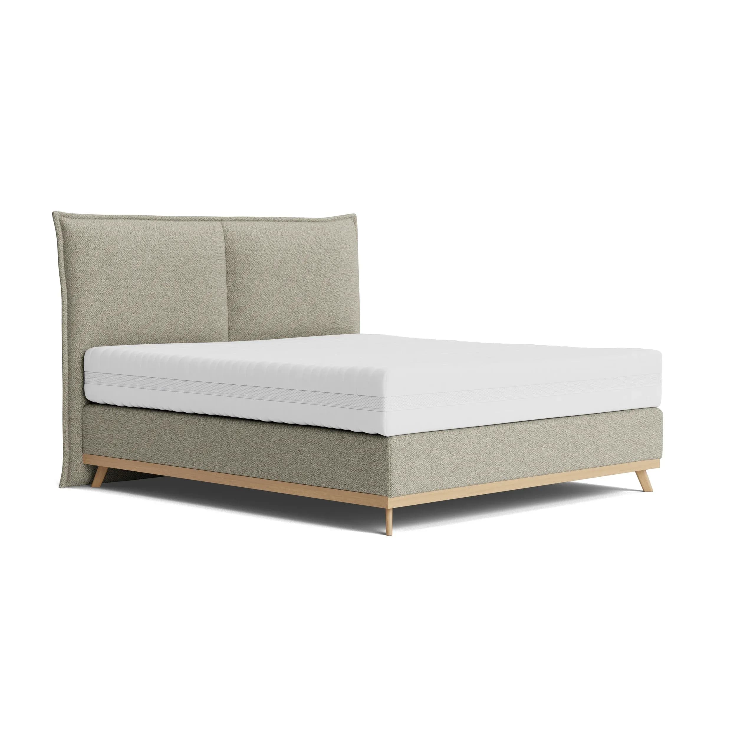 Boxspringbett Soria - Liegefläche ca. 180x200 cm, Stoff, Graubeige