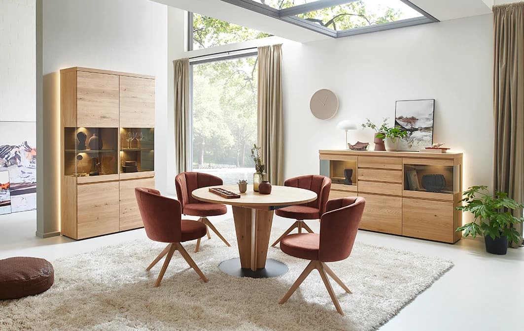 Sideboard - mit Beleuchtung, Wildeiche teilmassiv