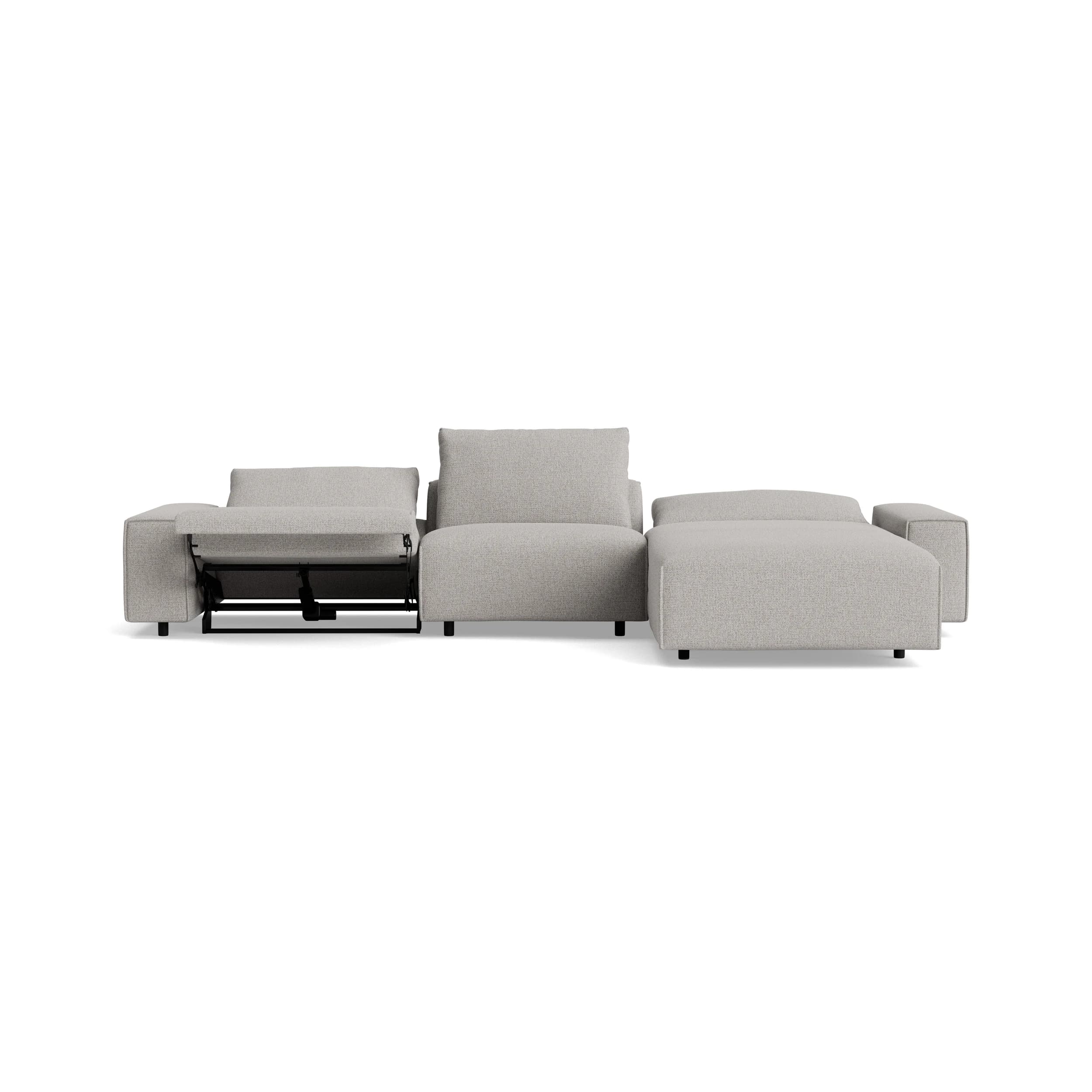 Ecksofa Serava - 2,5-Sitzer mit Longchair rechts, inkl. Relaxfunktion, Stoff, Grau