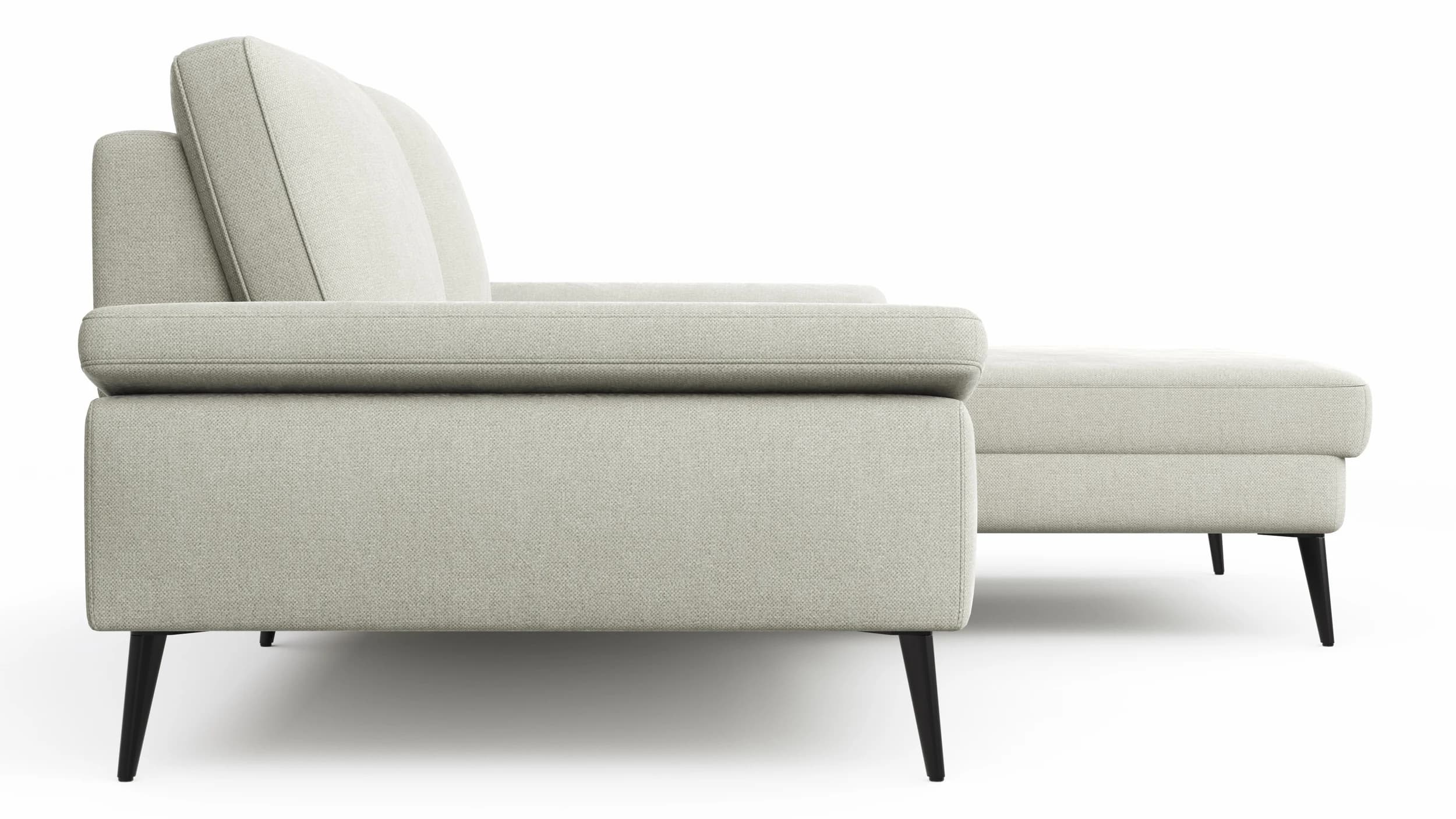 Ecksofa Houston - 1,75-Sitzer mit Longchair groß rechts, inkl. Sitztiefenverstellung und Armlehne klappbar, Stoff, Natur