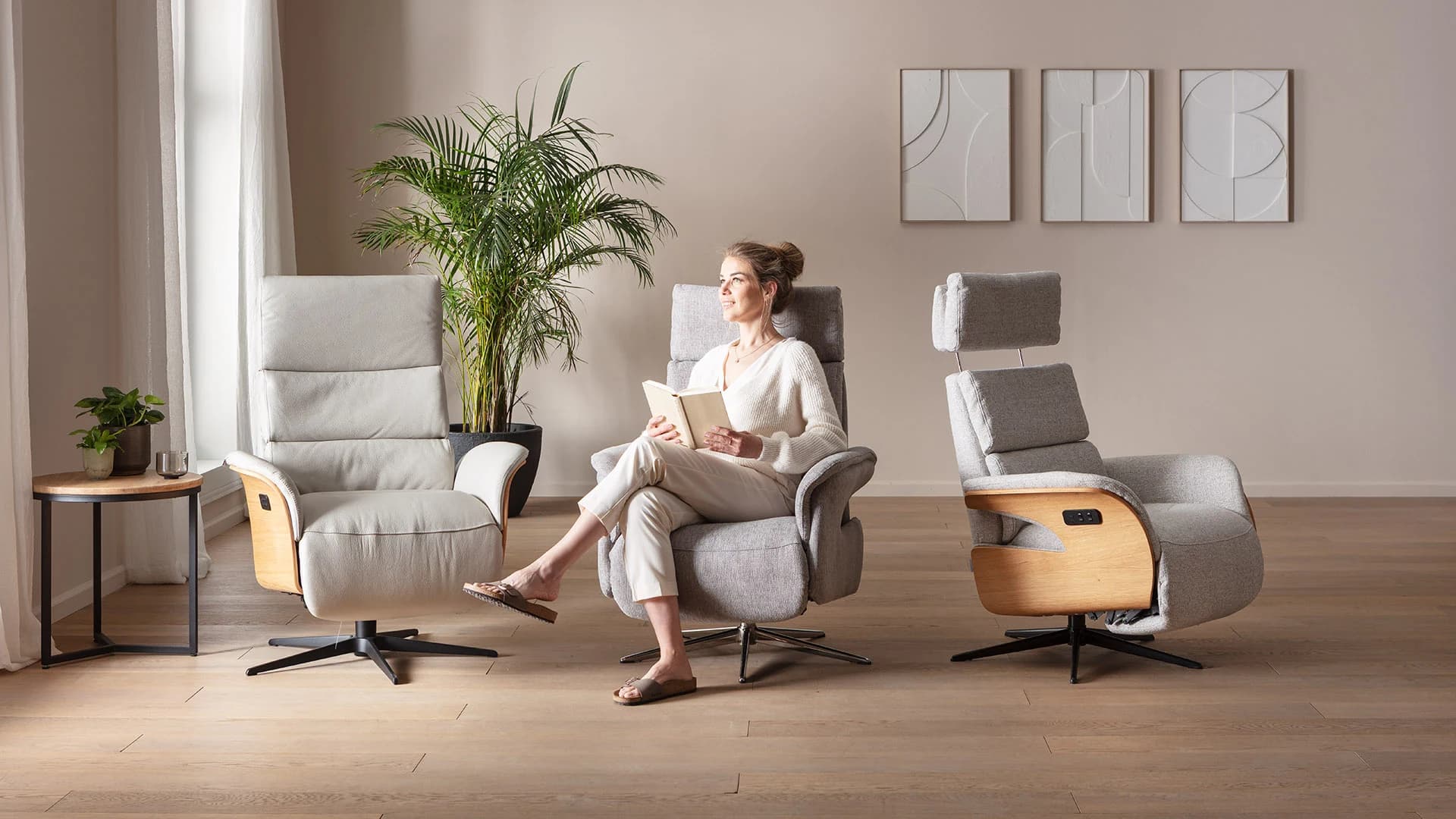 Relaxsessel Amila - Größe M, inkl. Relaxfunktion und Kopfteilverstellung, Stoff, Grau