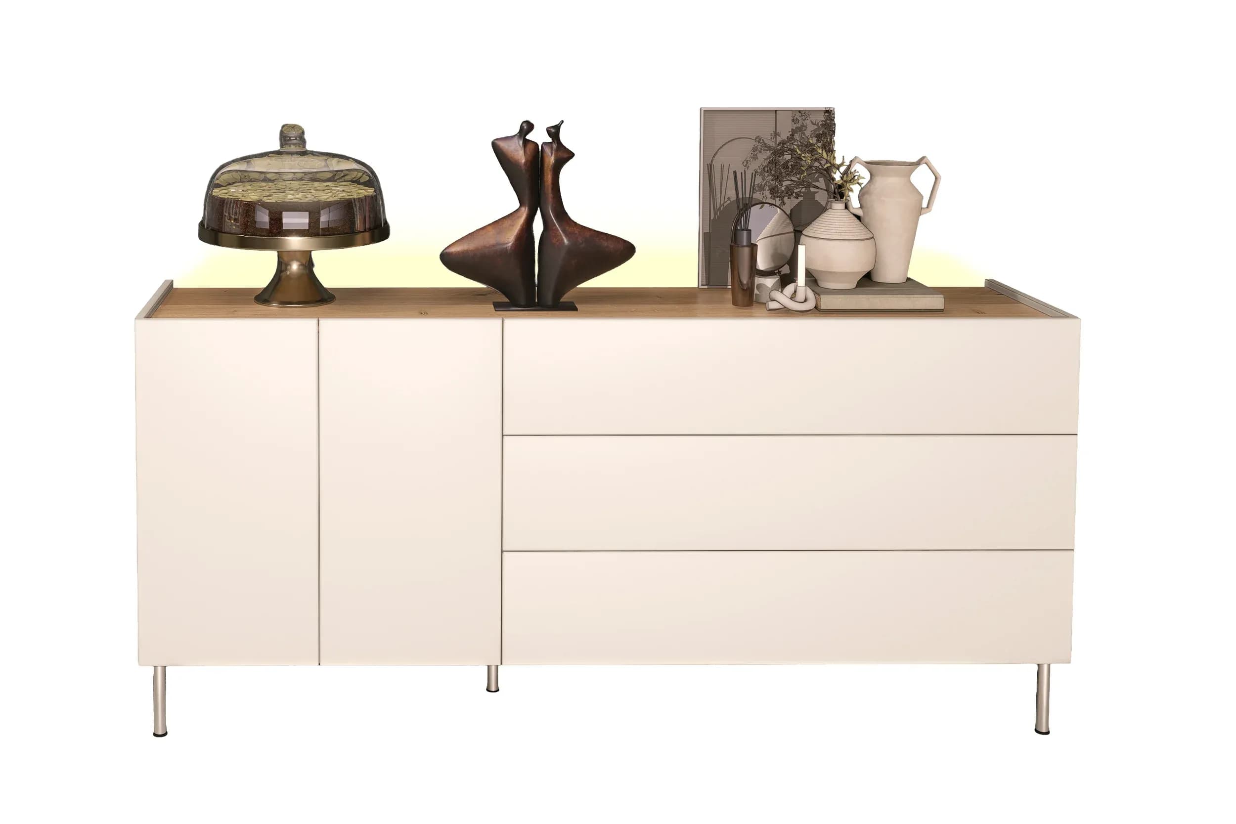 Sideboard - Kaschmir, Absetzung Eiche Bianco