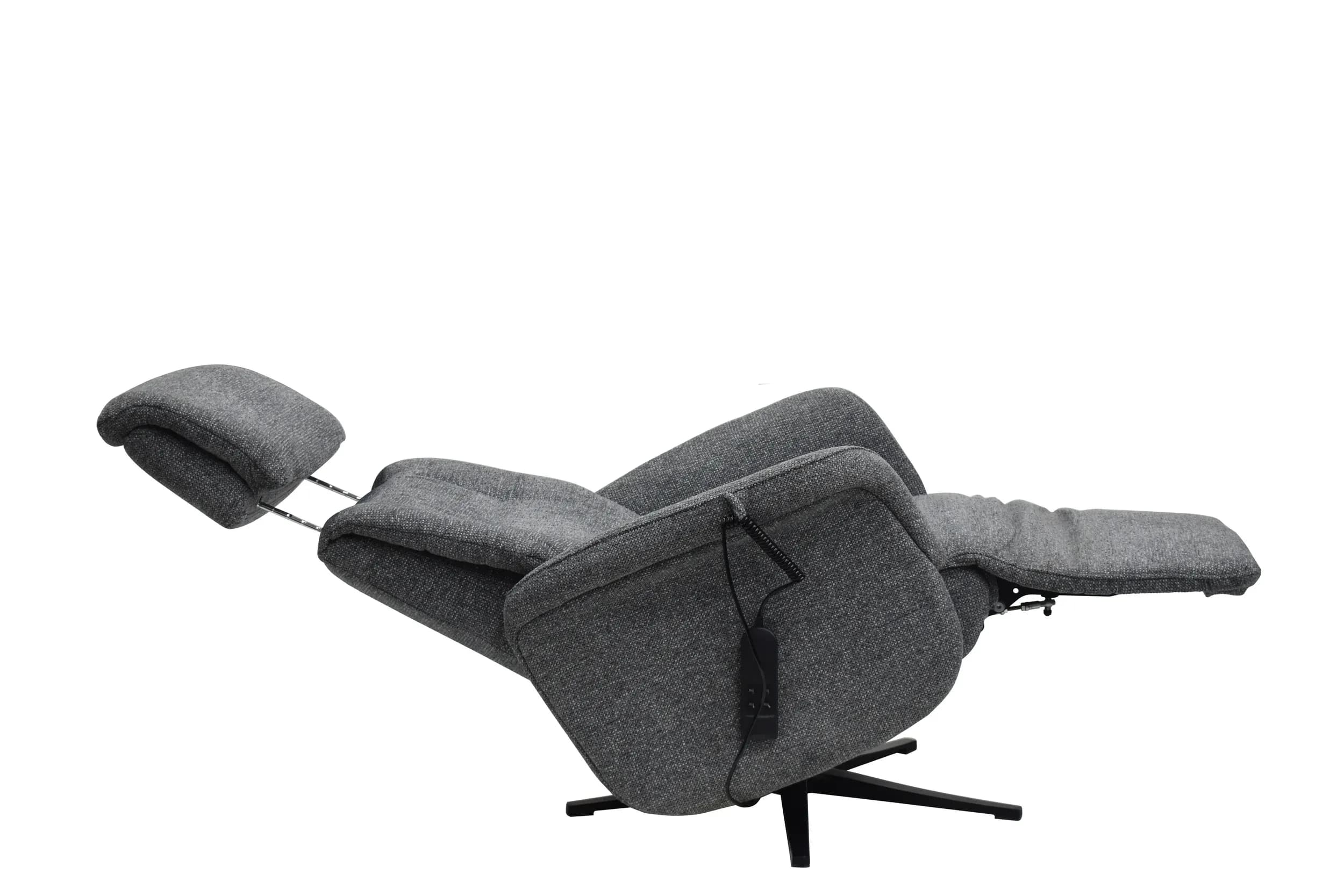 TV-Sessel MARLON - drehbar, Relaxfunktion, Kopfteilverstellung, Stoff, Graublau