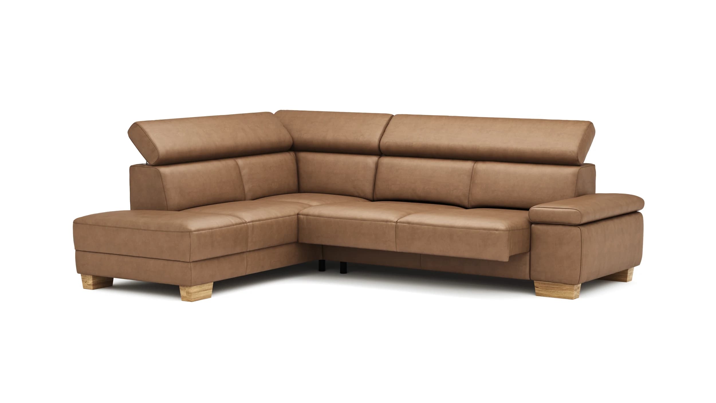 Ecksofa Philadelphia - Ecke links, 2,5-Sitzer, Kopfteil verstellbar (manuell), Sitzvorzug (motorisch),  Microfaser, Braun