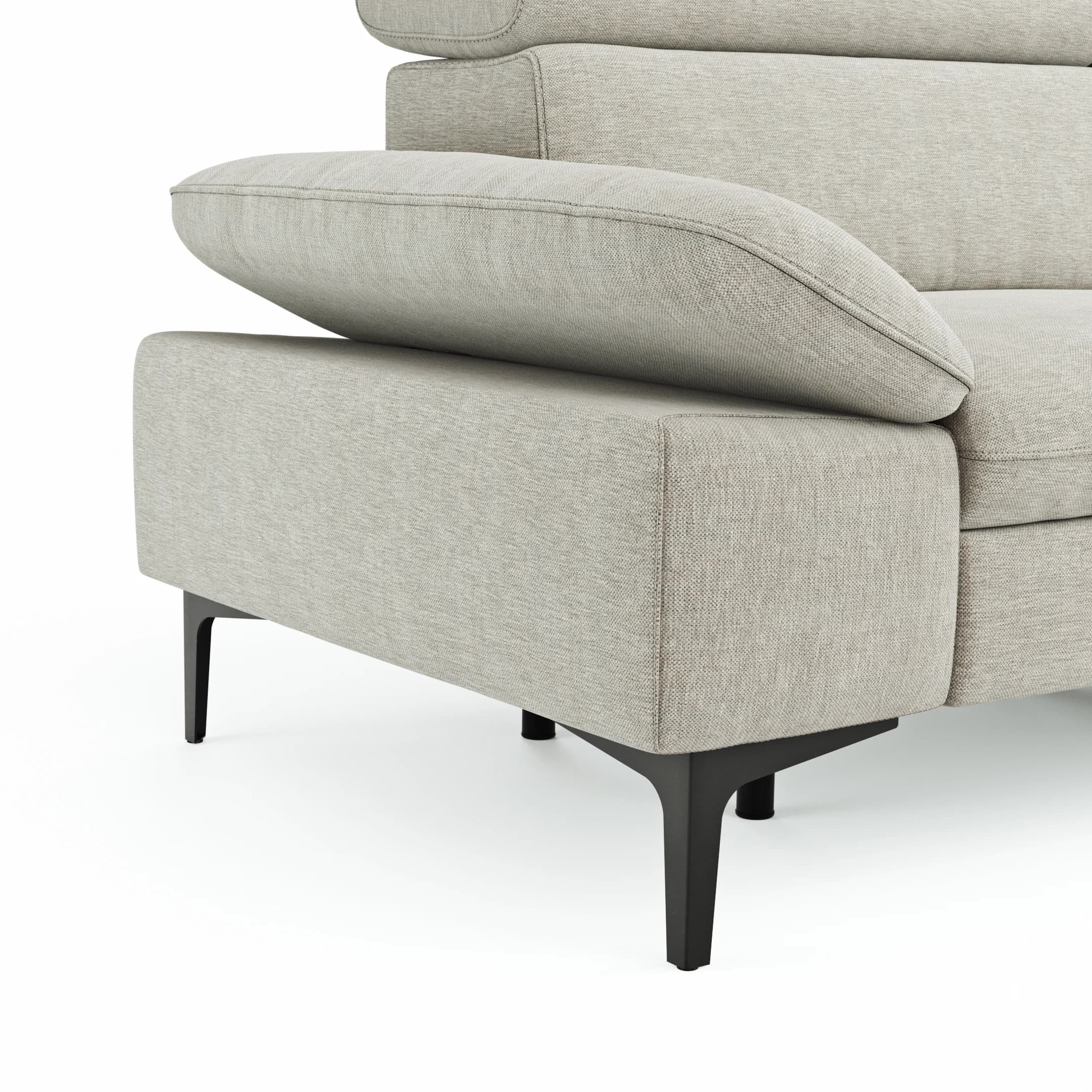 Ecksofa Felipa - 2,5-Sitzer mit Ecke rechts inkl. Armlehne verstellbar und Rückenlehne/Sitztiefe verstellbar (motorisch), Stoff, Natur