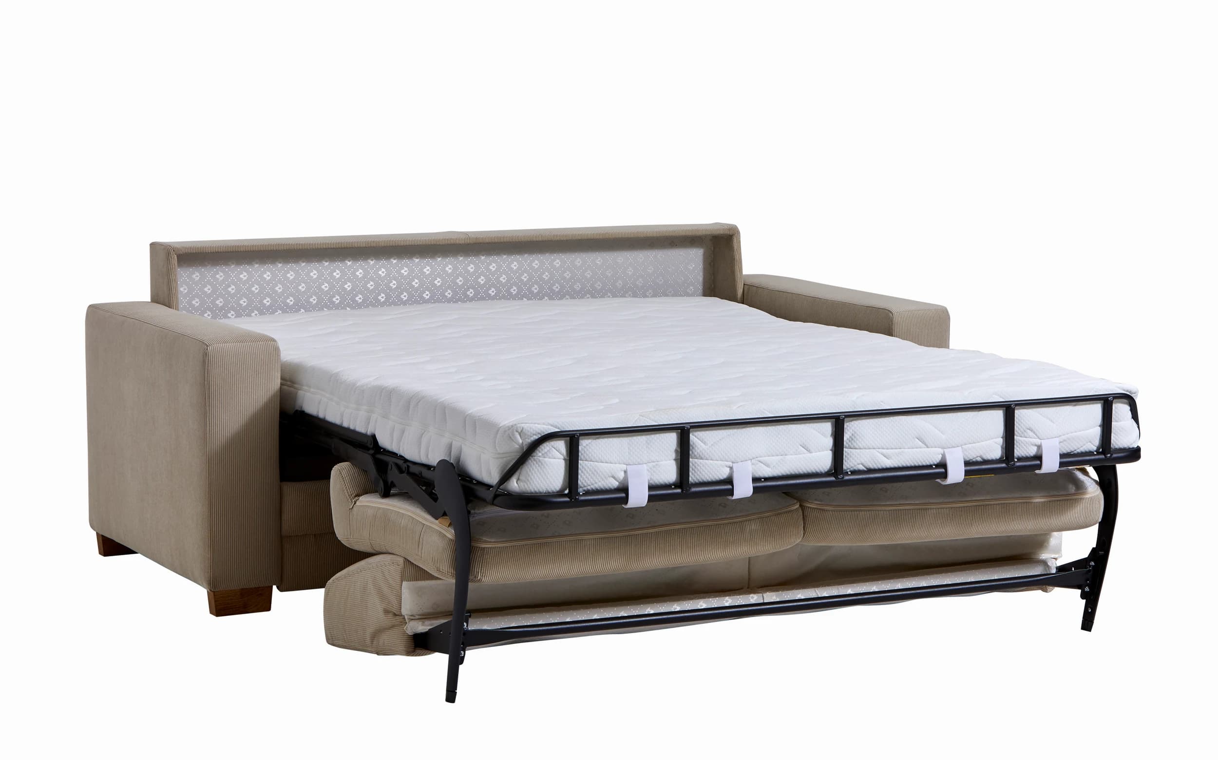 Sofa Lakeville 1 - 2-Sitzer inkl. Schlaffunktion, Gestell Schwarz, Stoff, Beige