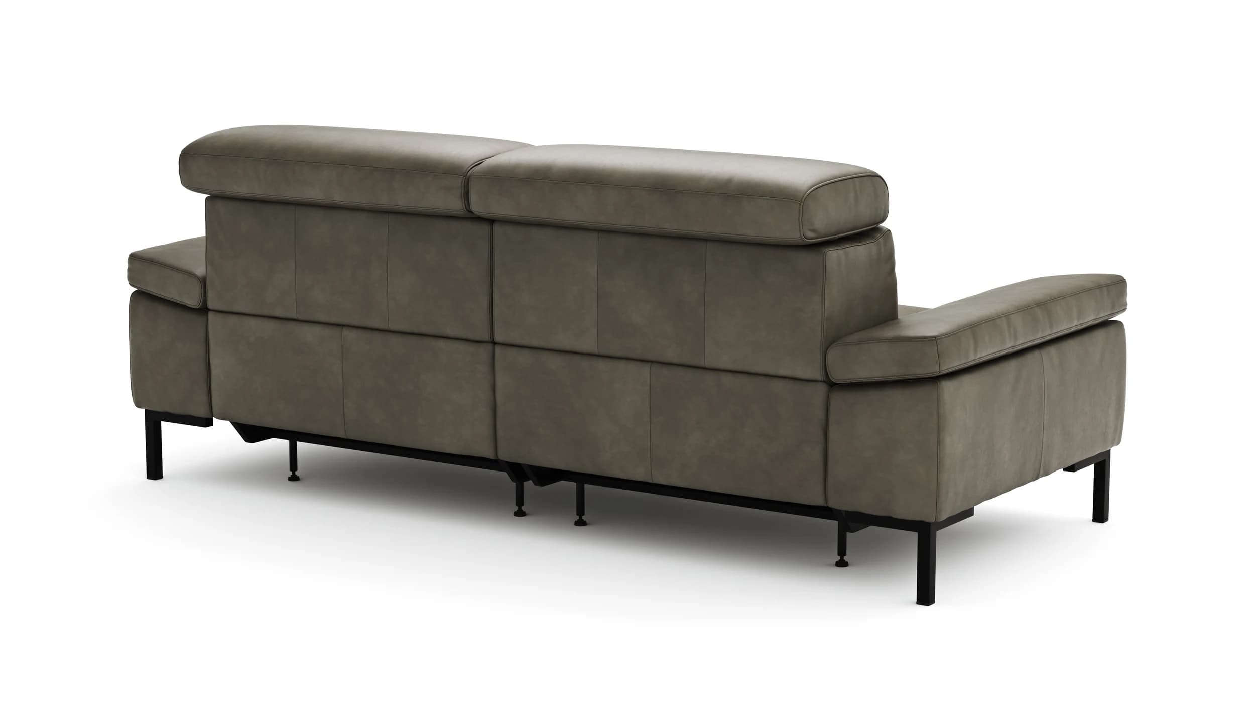 Sofa Hudson - 3-Sitzer, inkl. Relaxfunktion (motorisch) und Kopfteil/Armlehnen verstellbar, Leder, Braungrün