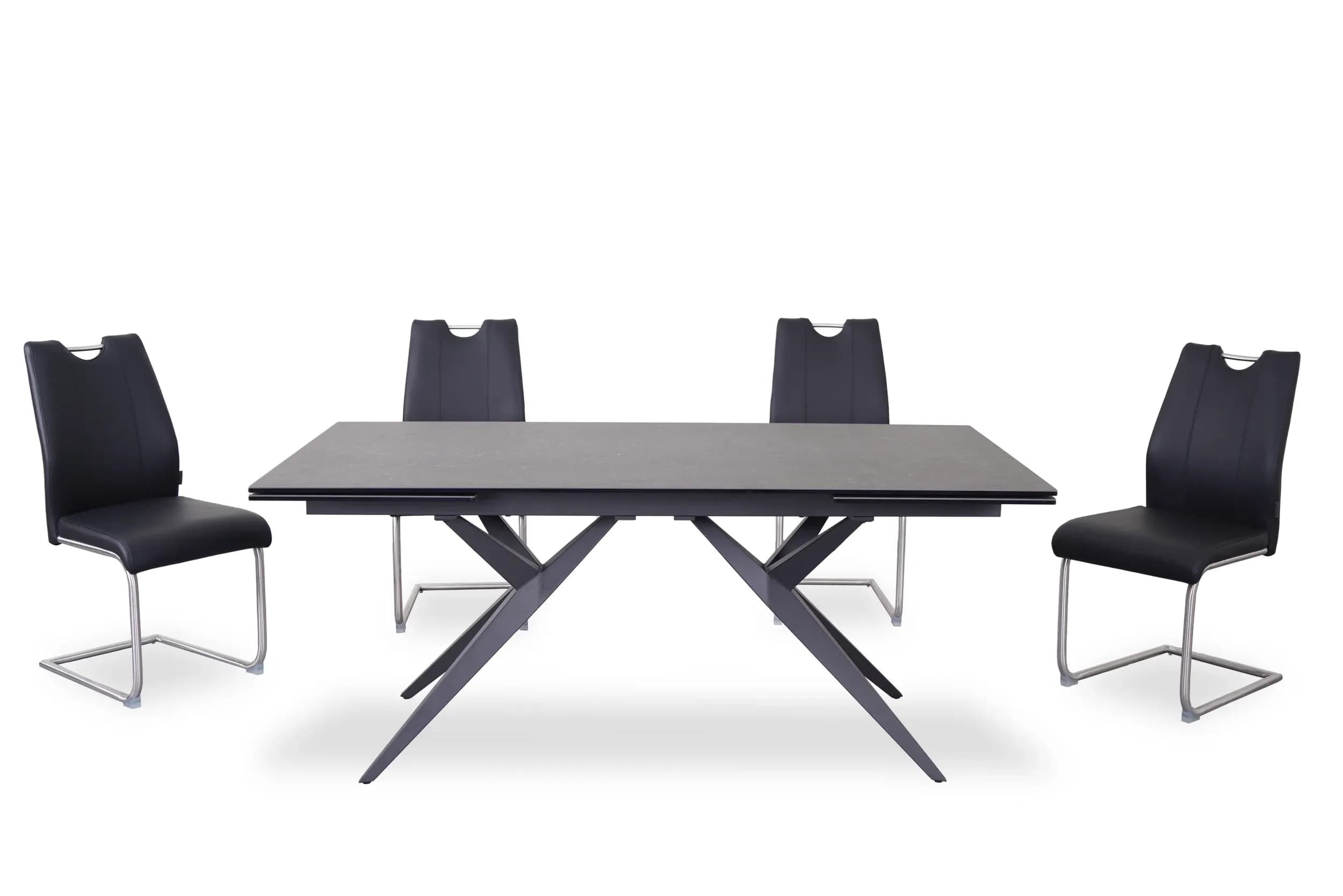 Esstisch MICHELA - ausziehbar, LB ca. 180x95 cm, Glaskeramik, Dunkelgrau