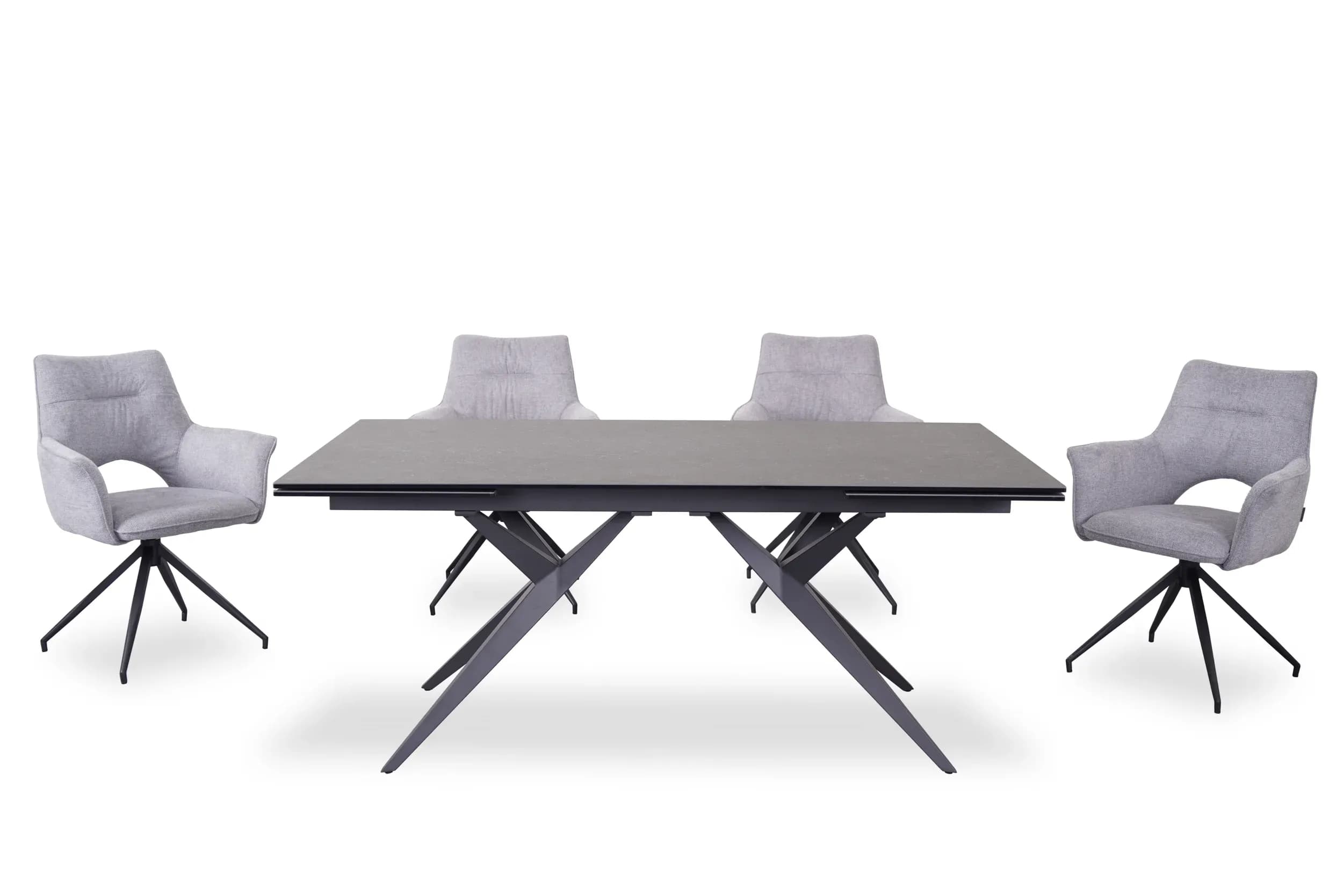 Esstisch MICHELA - ausziehbar, LB ca. 180x95 cm, Glaskeramik, Dunkelgrau
