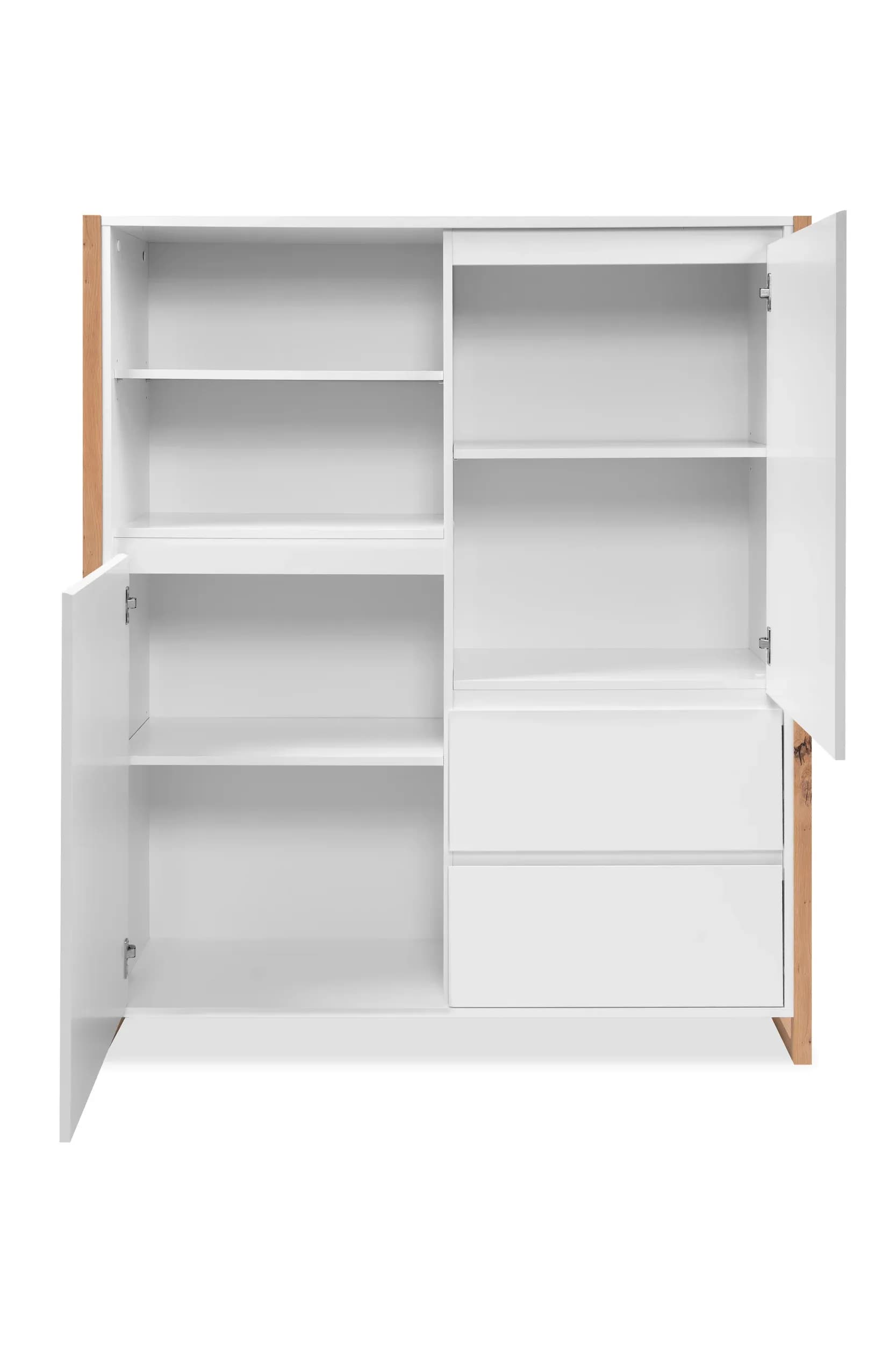 Highboard - B ca. 120 cm, Weiß, Artisan Eiche Nachbildung