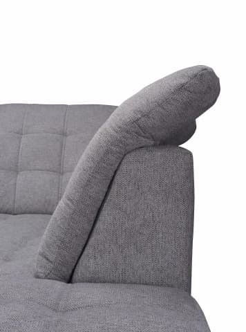 Ecksofa - Ecke links, 2-Sitzer inkl. Schlaffunktion und Bettkasten, verstellbare Kopfstützen, Stoff, Grau