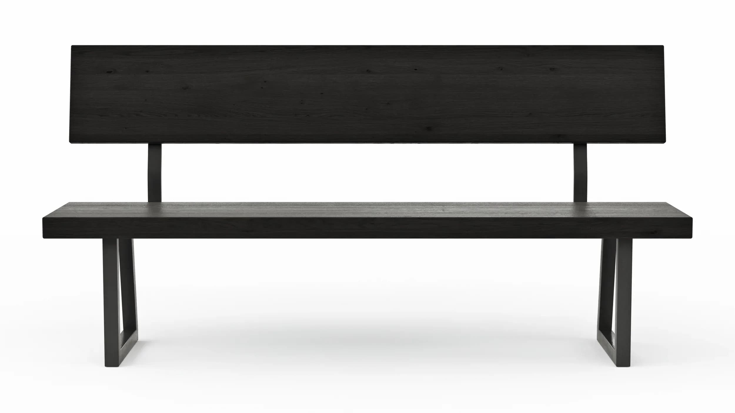 Holzbank Clifton - mit Rückenlehne, Breite ca. 180cm, Zerreiche massiv, smoked