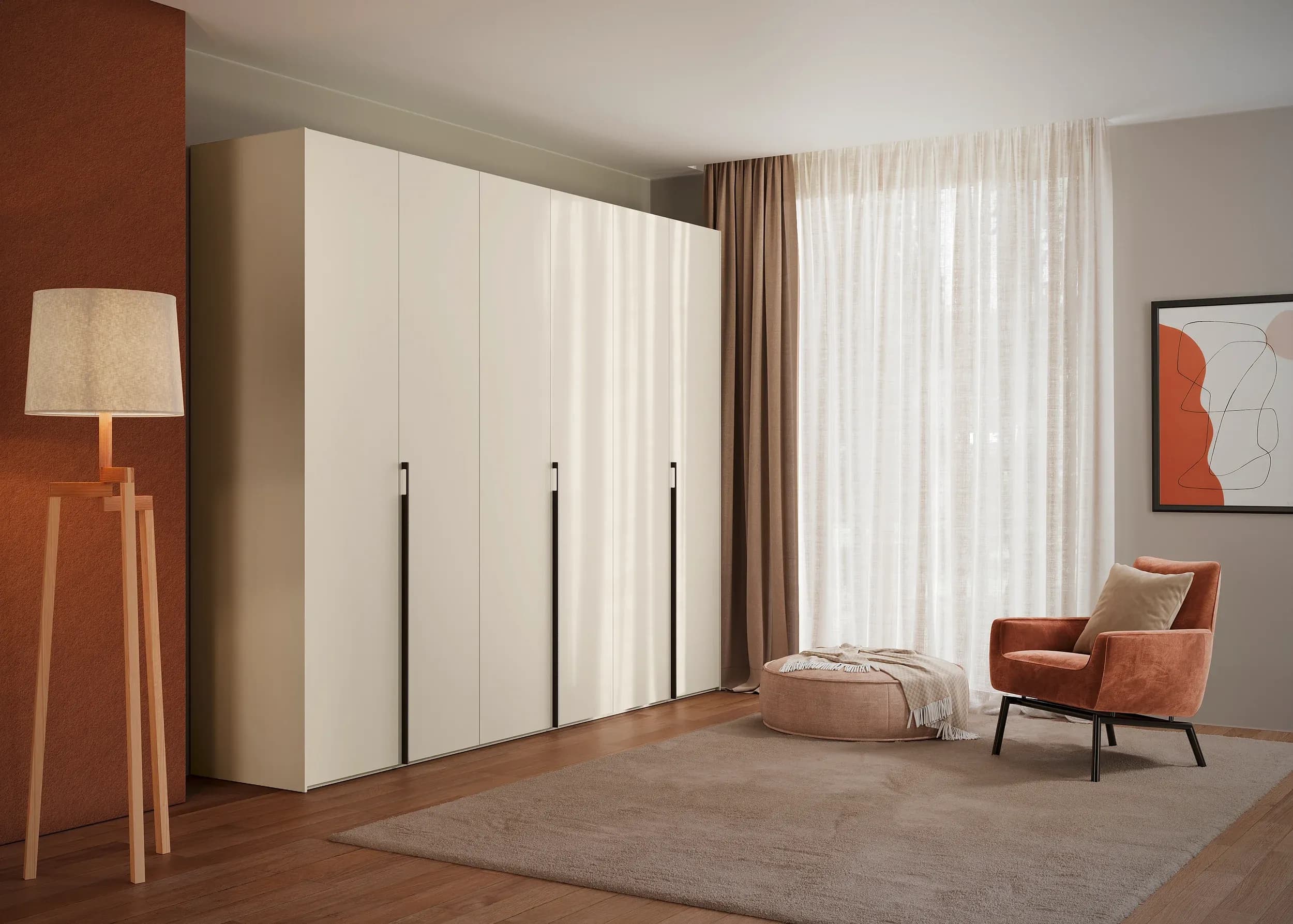 Drehtürenschrank Solina Alfa - B ca. 303 cm, Melamin matt, Düne