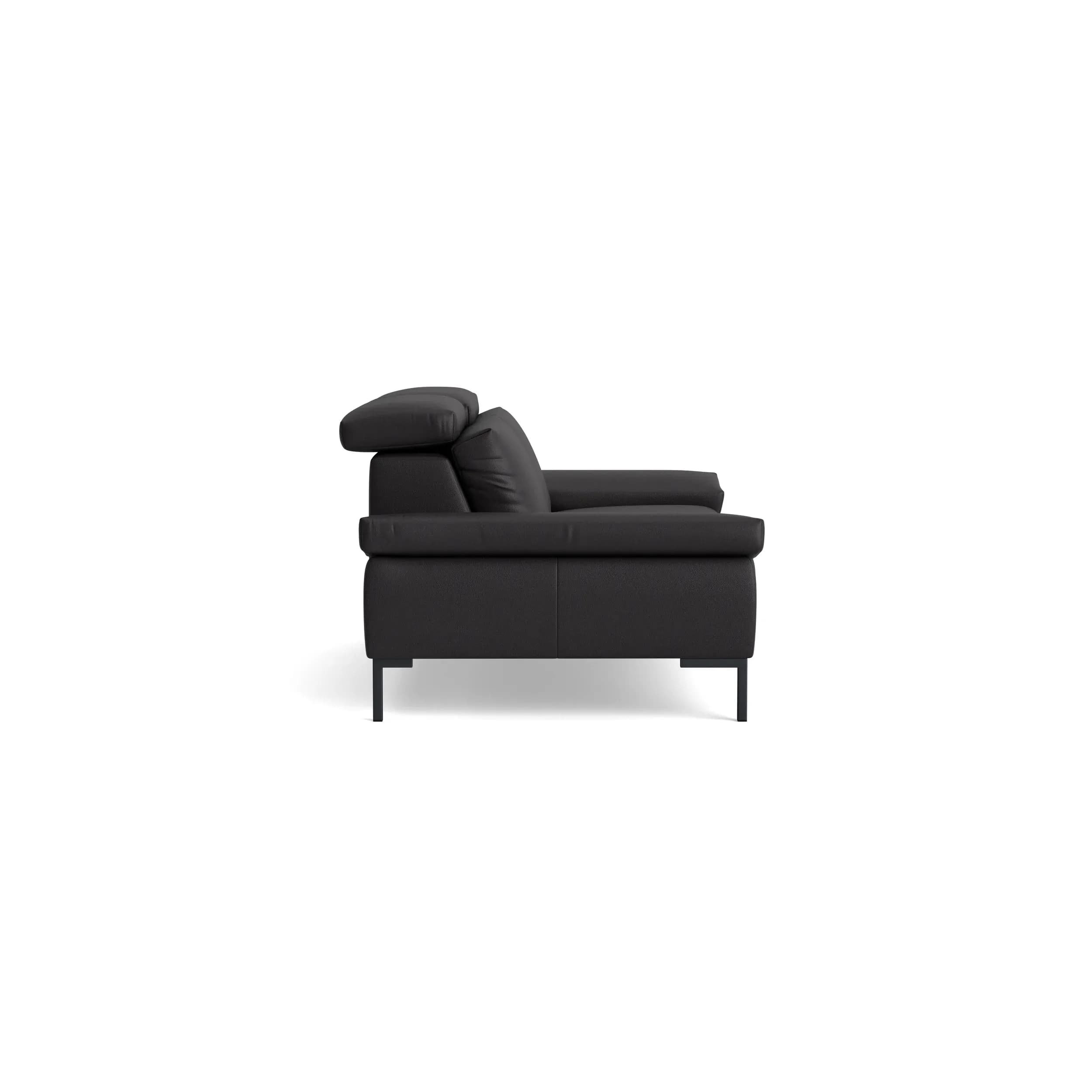 Sofa Braska - 2,5-Sitzer, inkl. Kopfstütze verstellbar, Leder, Anthrazit