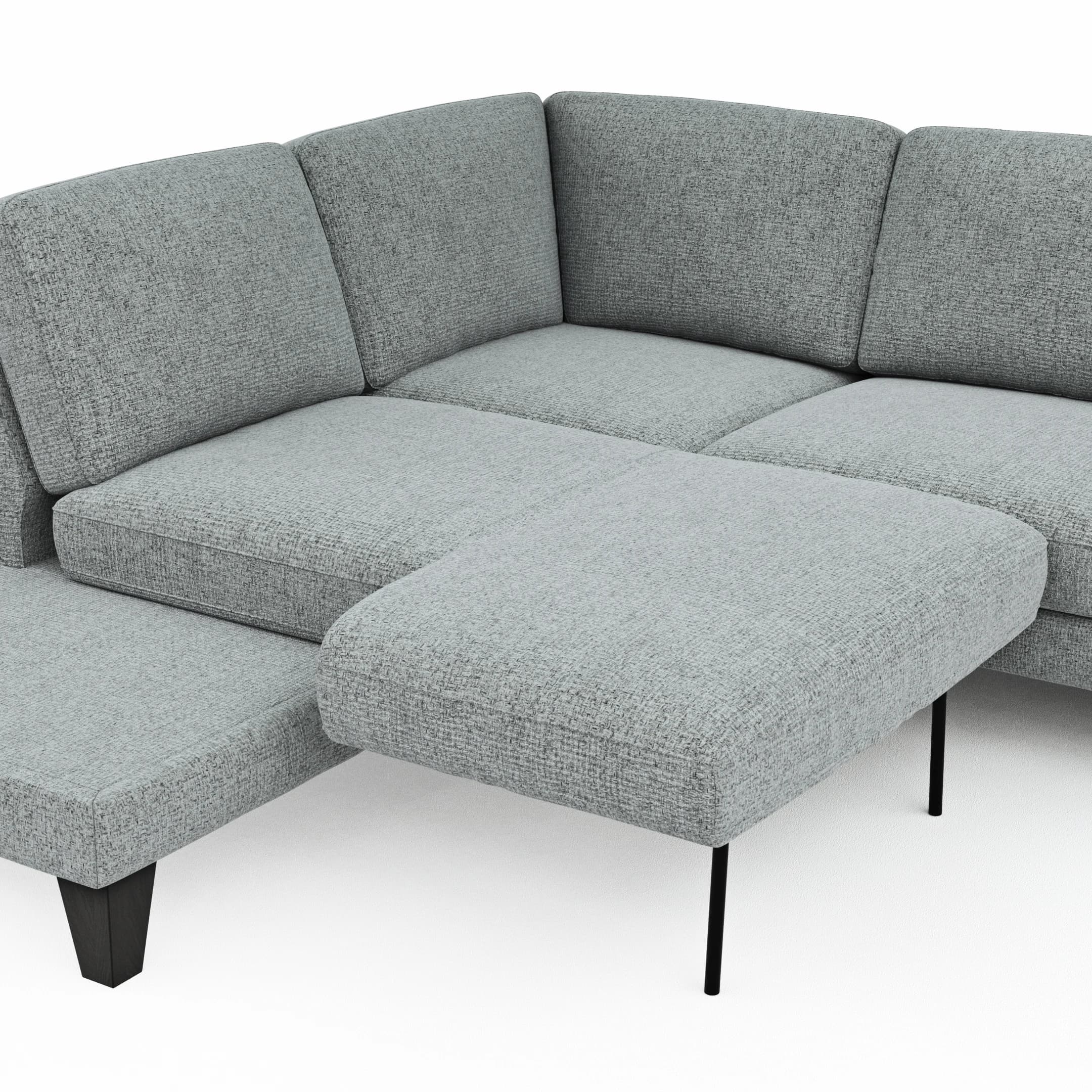 Ecksofa Oviedo - Ecke links mit 2,5-Sitzer inkl. Drehsitz, Stoff, Hellgrau
