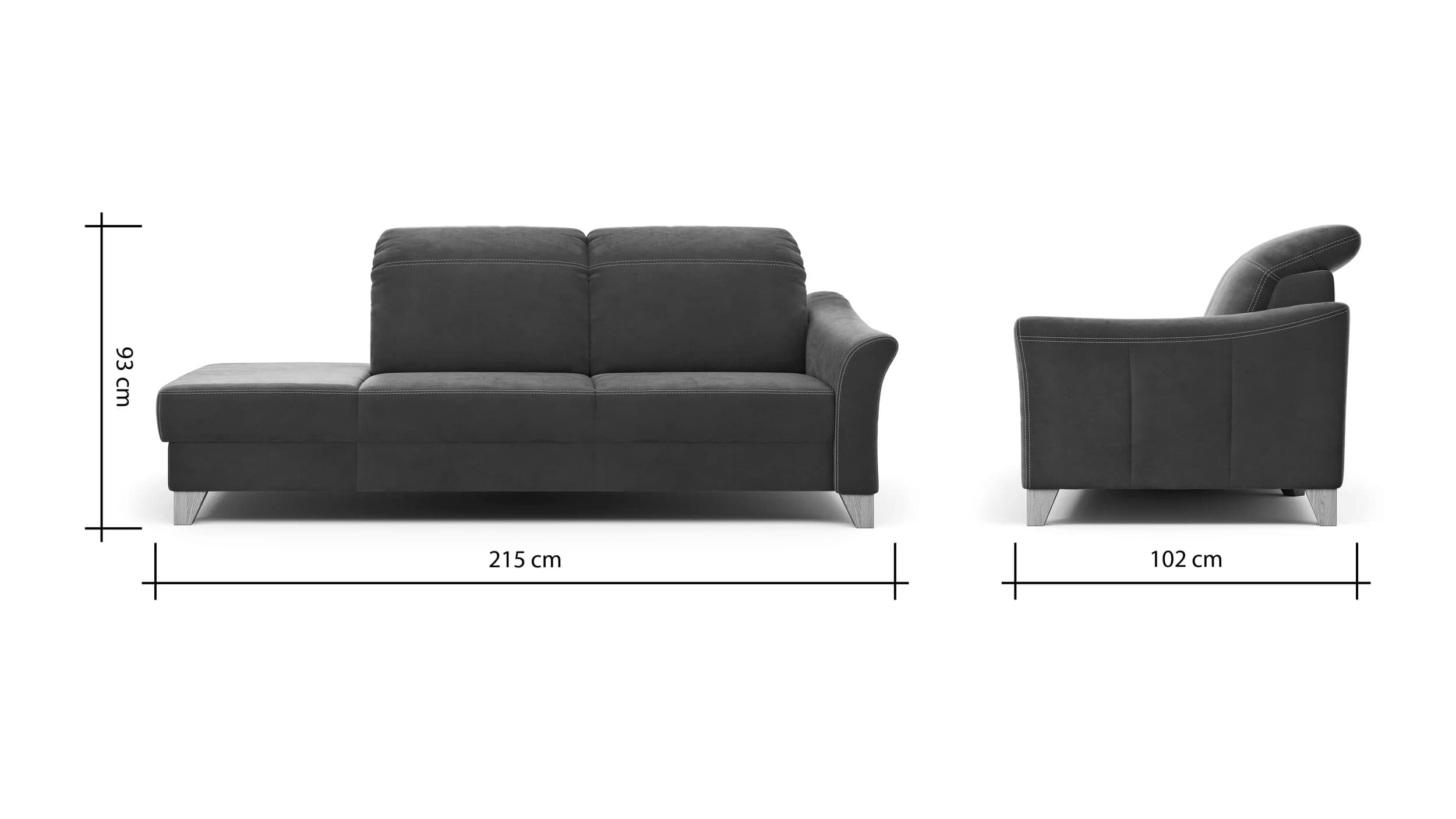 Sofa Canterbury - Recamiere rechts, Stoff, Dunkelbraun